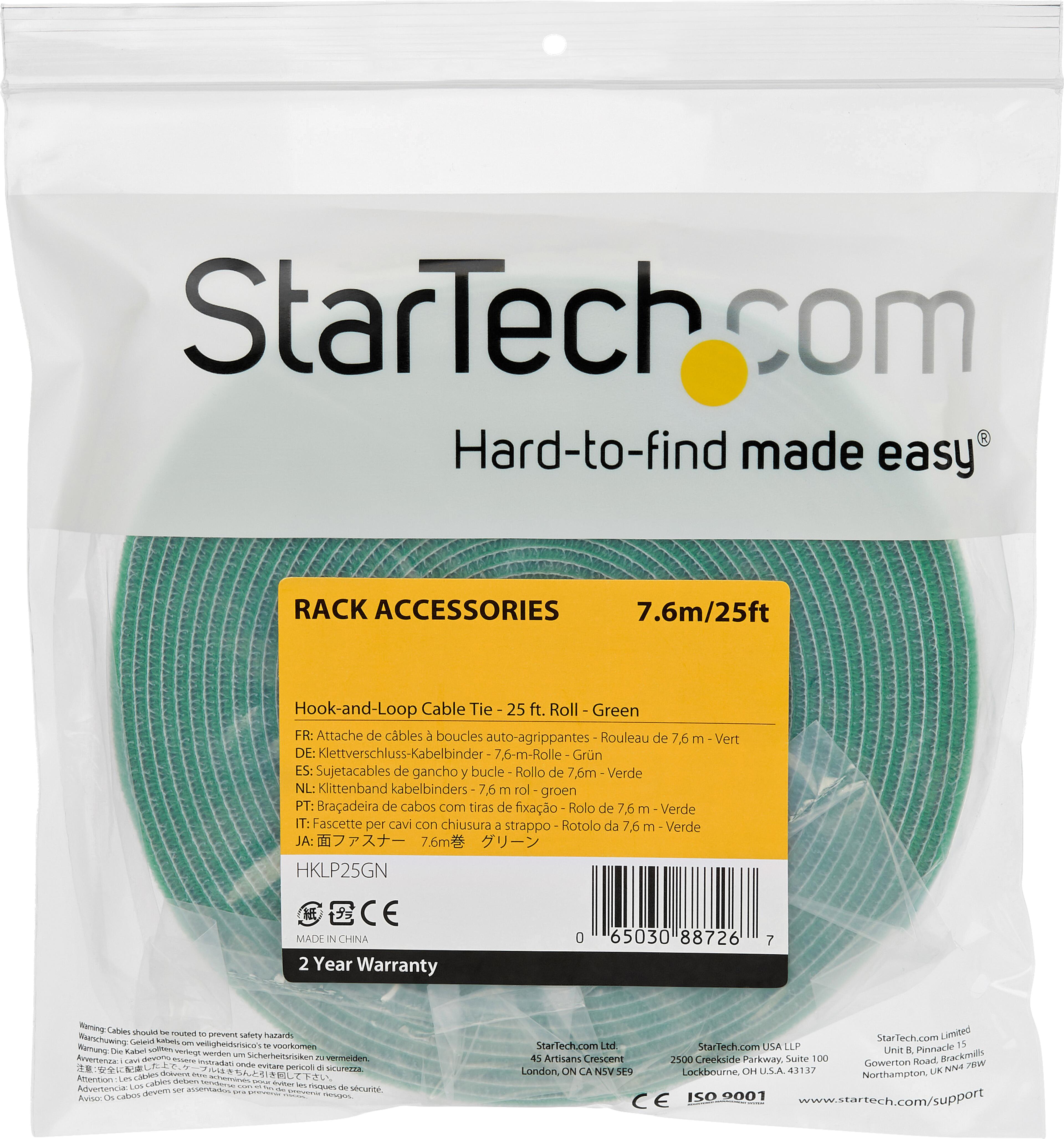 Hook-and-Loop Cable Tie Roll 7.62m Green