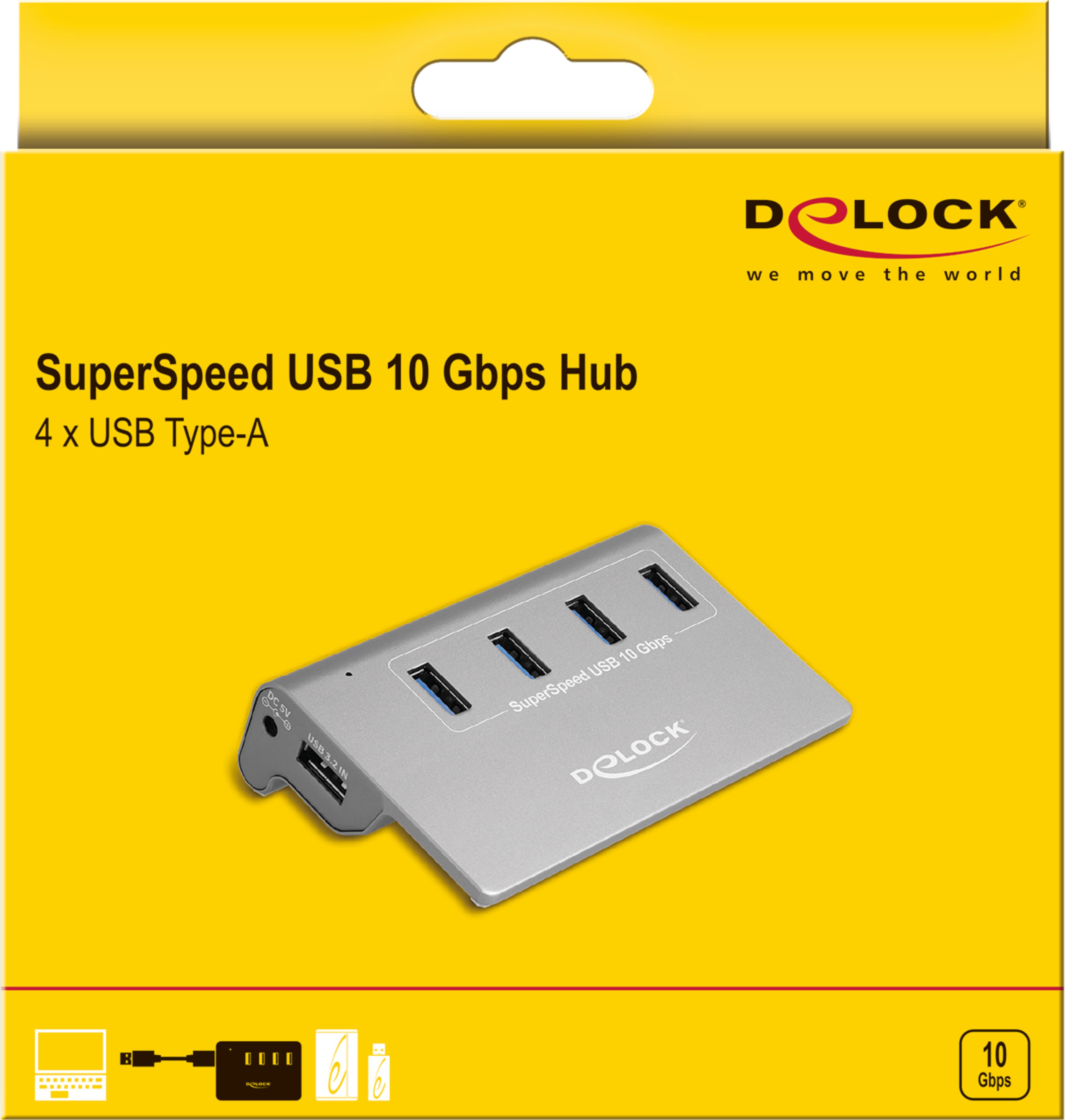 Delock USB Hub 3.1 4-port Silver