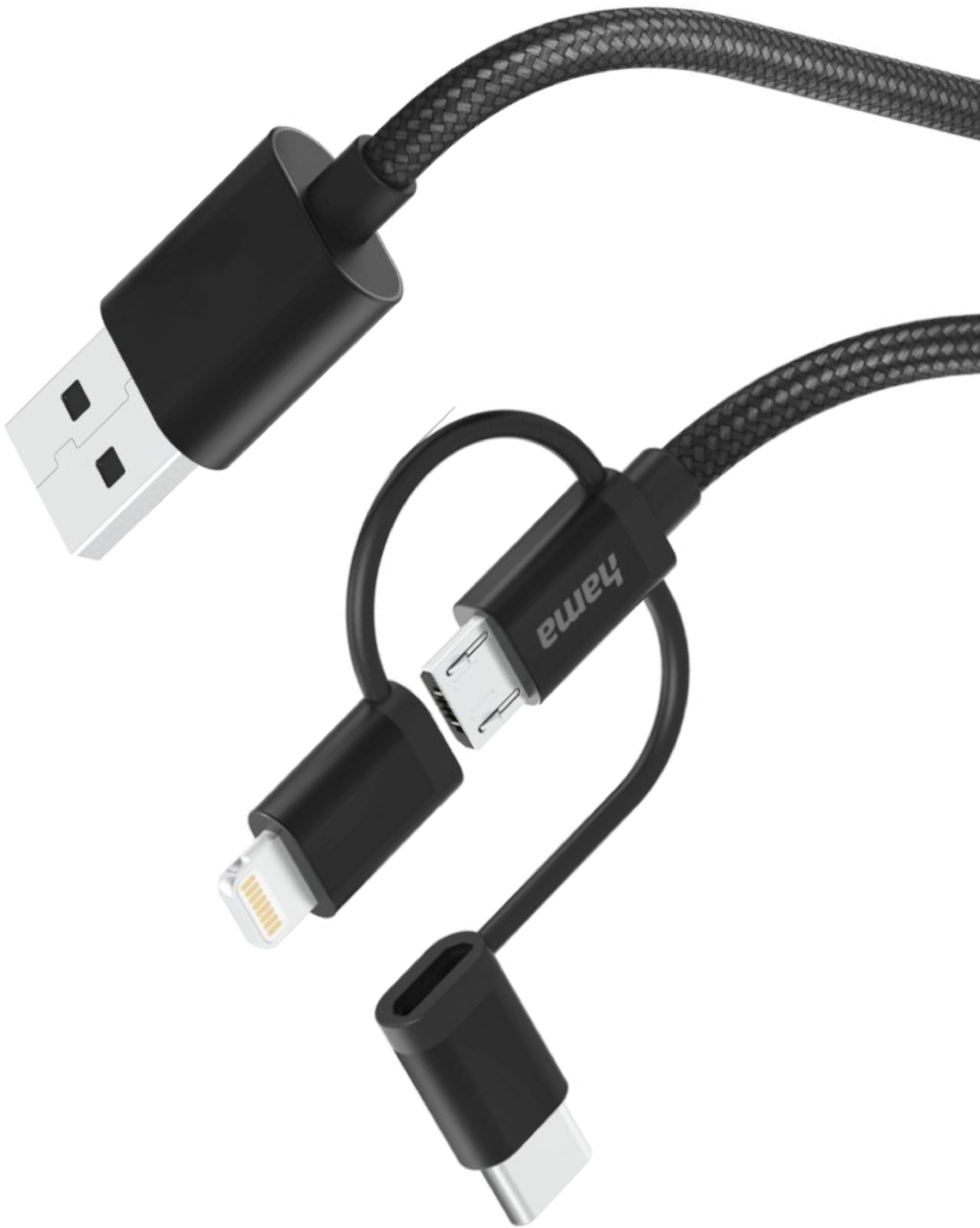Hama USB-A-Lightn/Micro-B/C Cable 1.5m