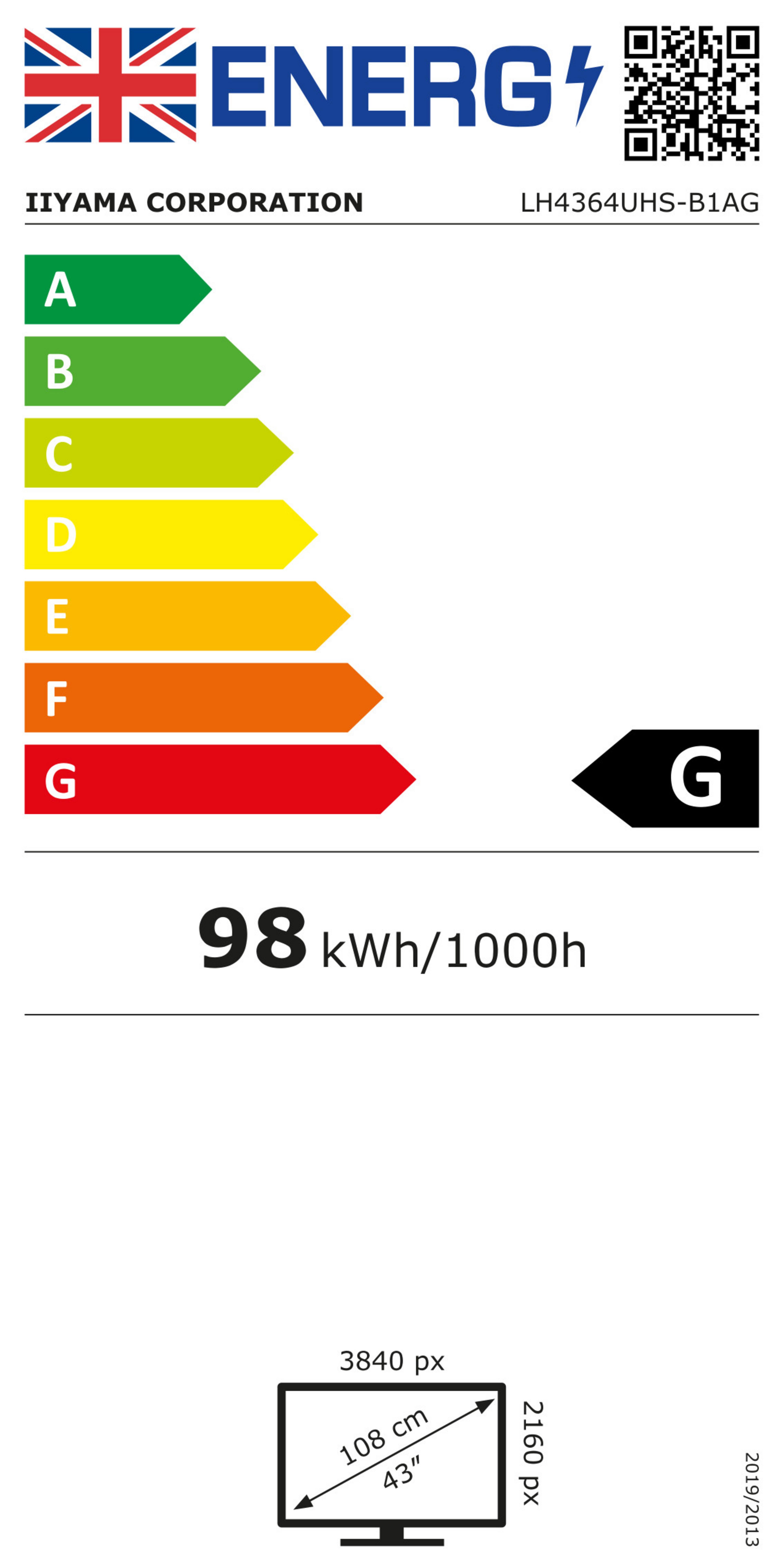 iiyama ProLite LH4364UHS-B1AG Display
