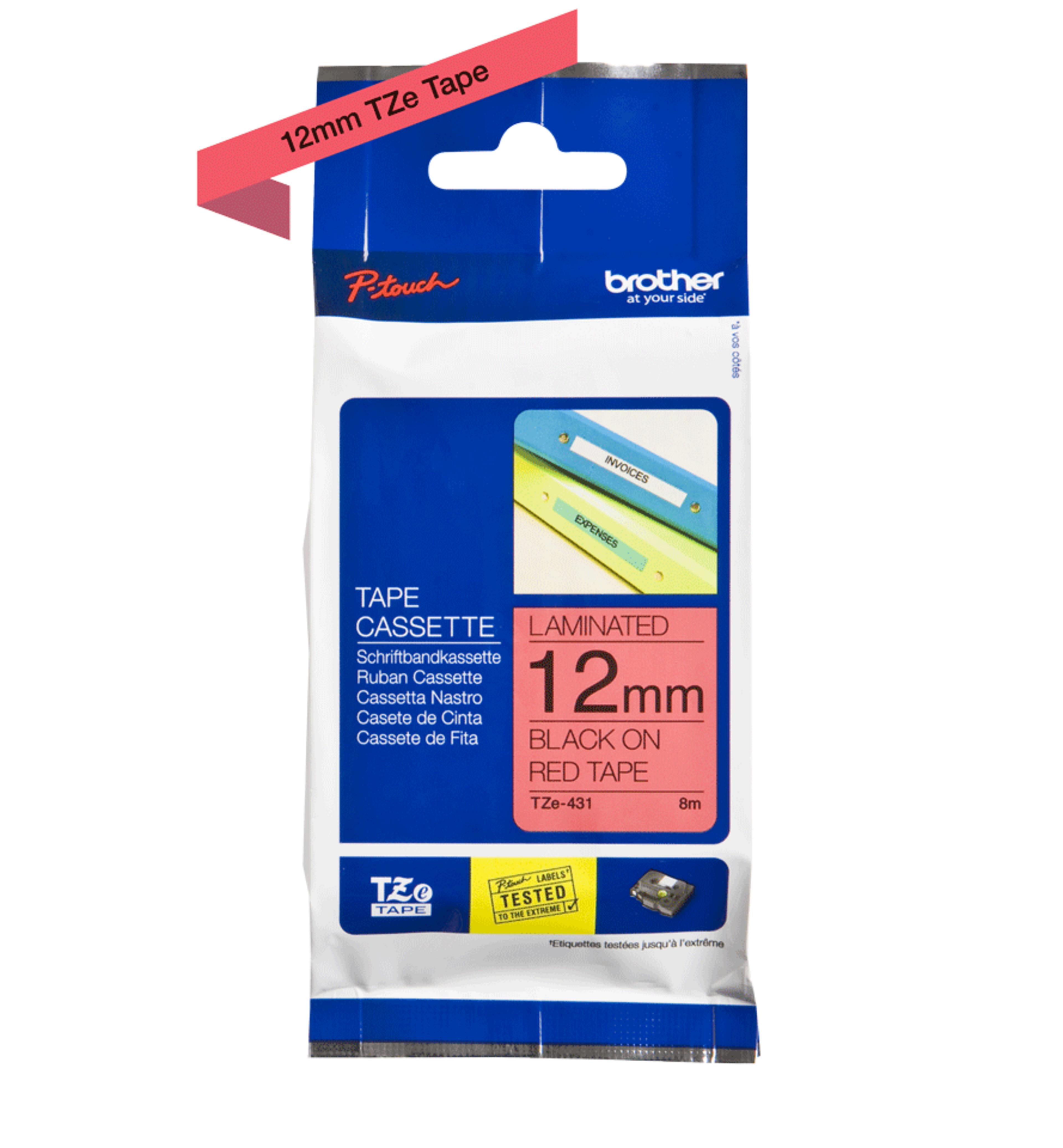 Brother TZe-431 12mmx8m Label Tape Red