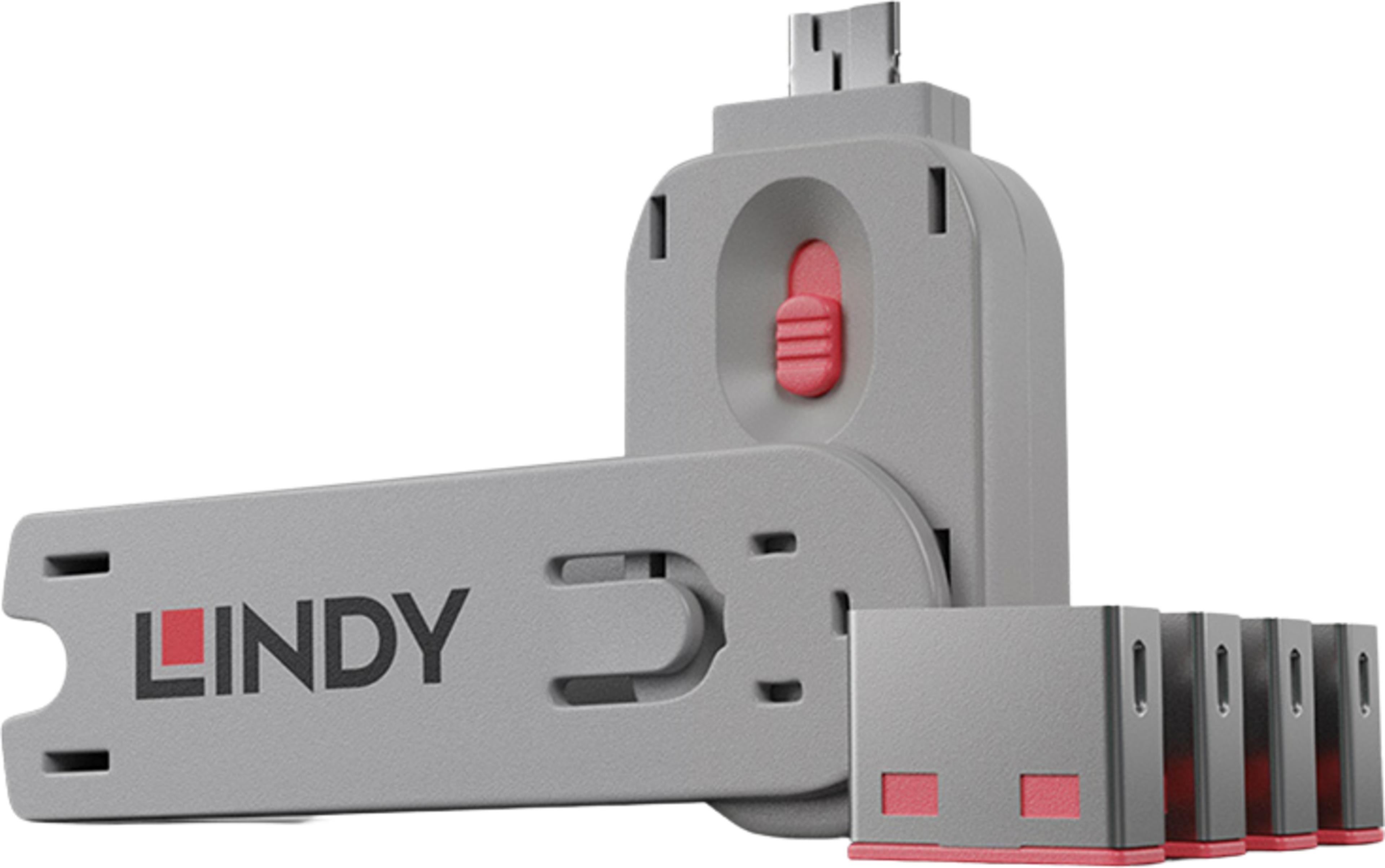 Blocca porte USB-A rosa 4 pz. + 1 chiave