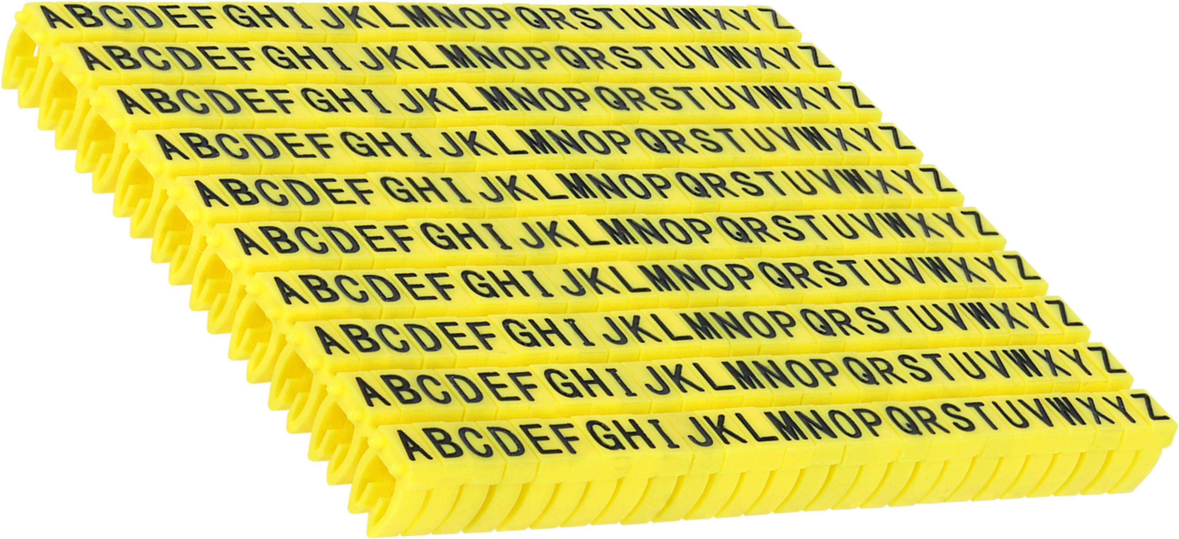 Značení kabelových klipů A-Z žluté 260ks