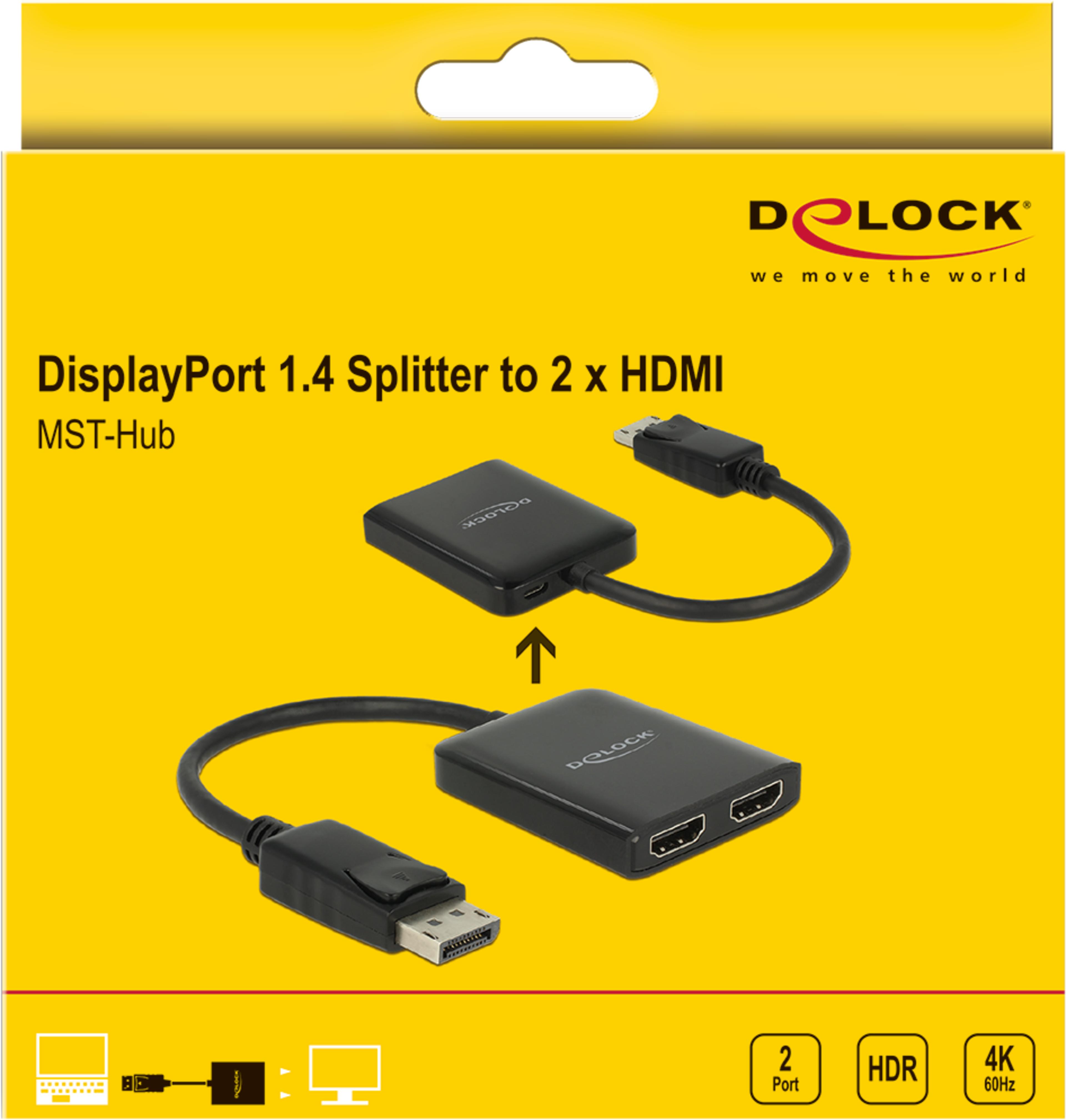 Hub MST Delock DisplayPort - 2 x HDMI