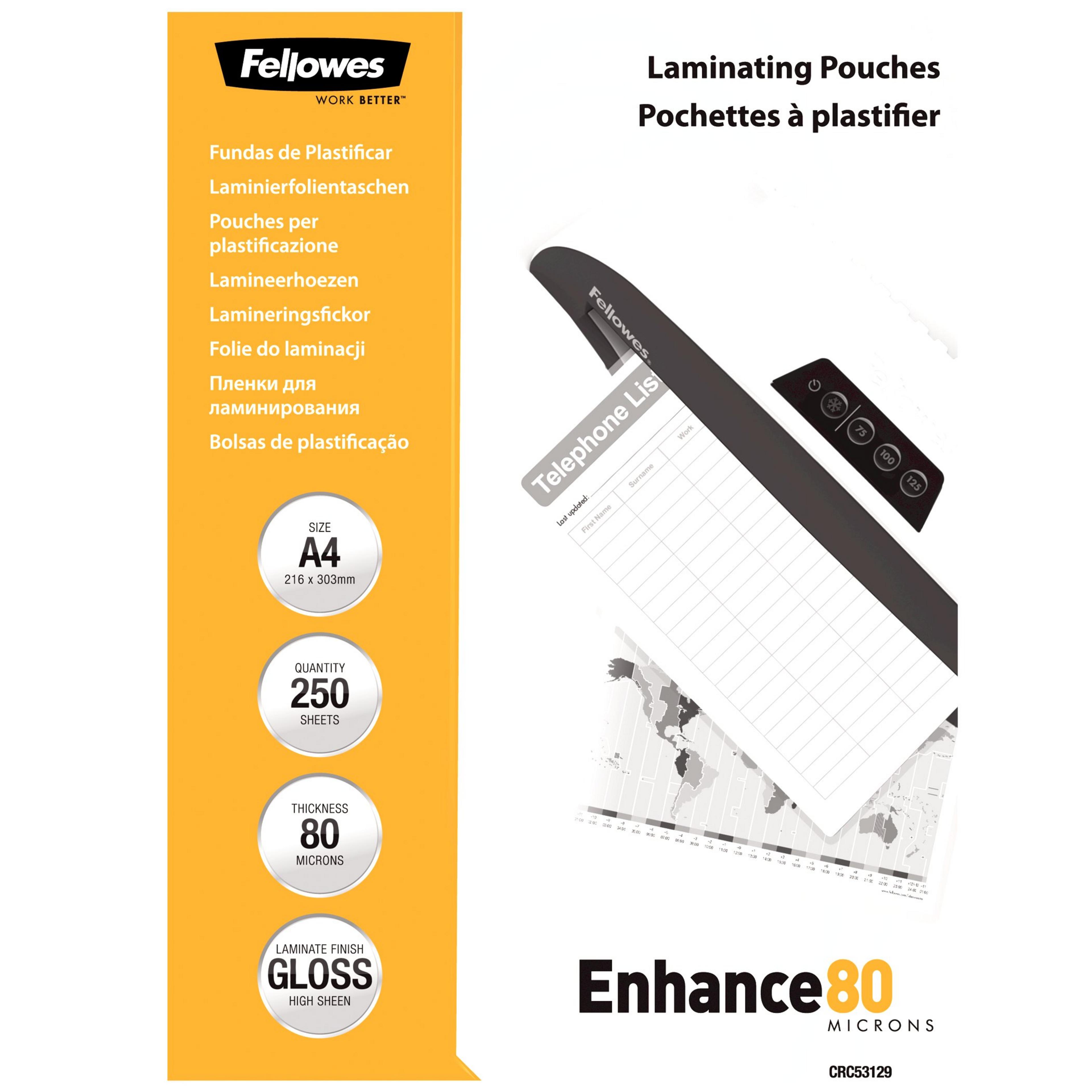 Fellowes A4 80µ Laminating Pouches x250