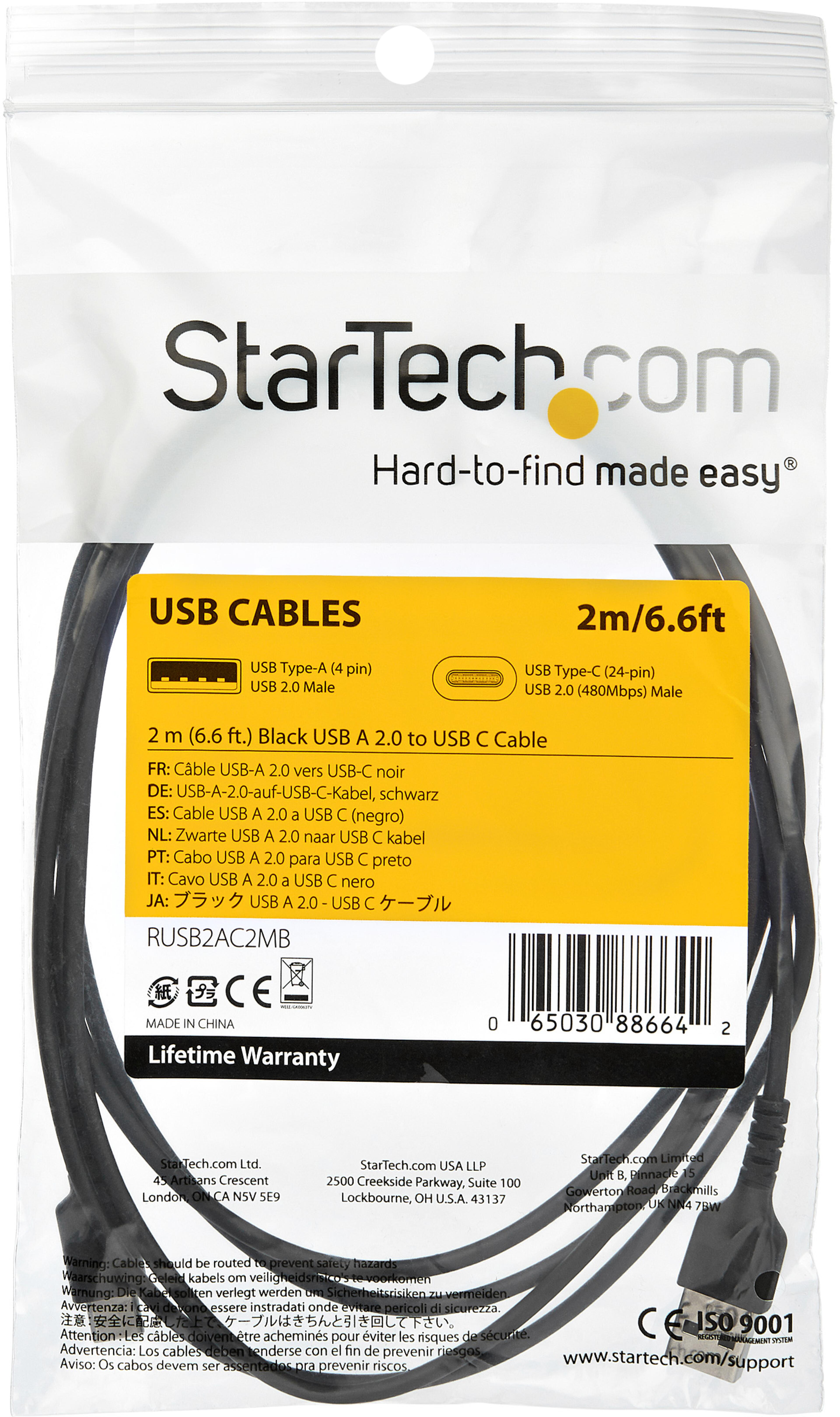 Kabel StarTech USB typ C - A 2 m