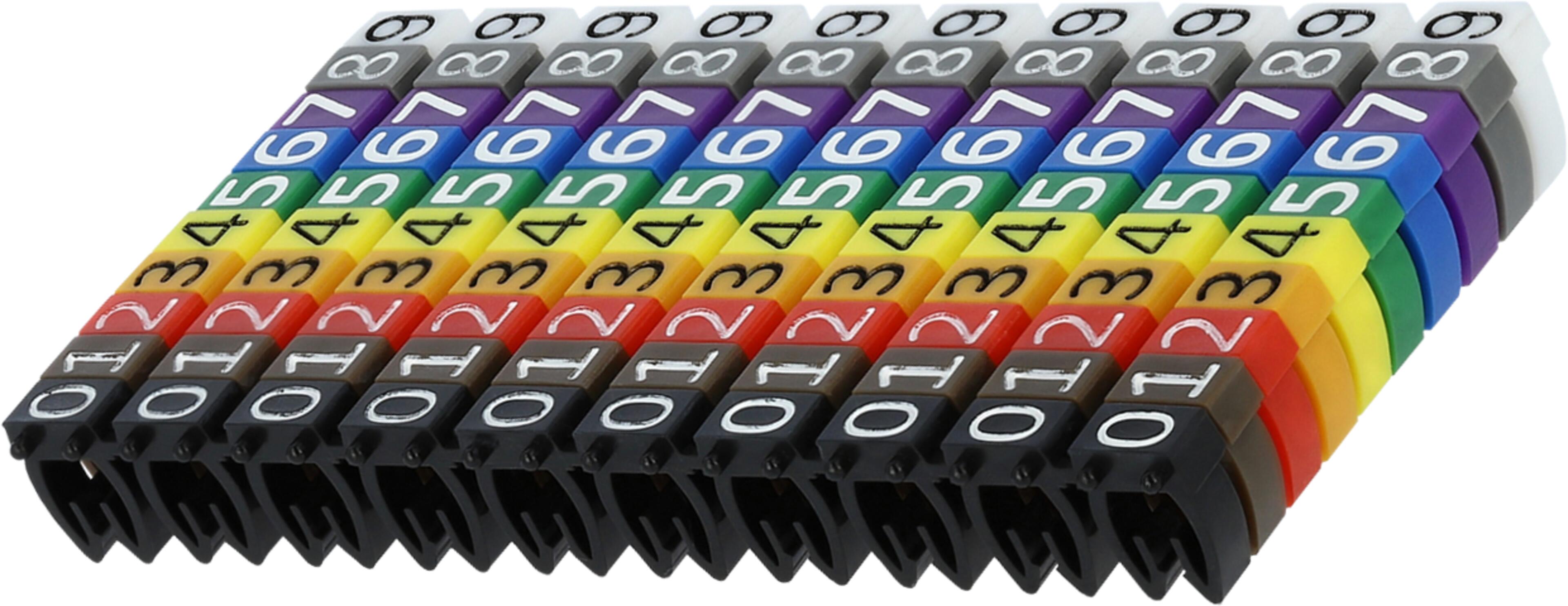 Značení kabelových klipů 0-9 bar. 100ks