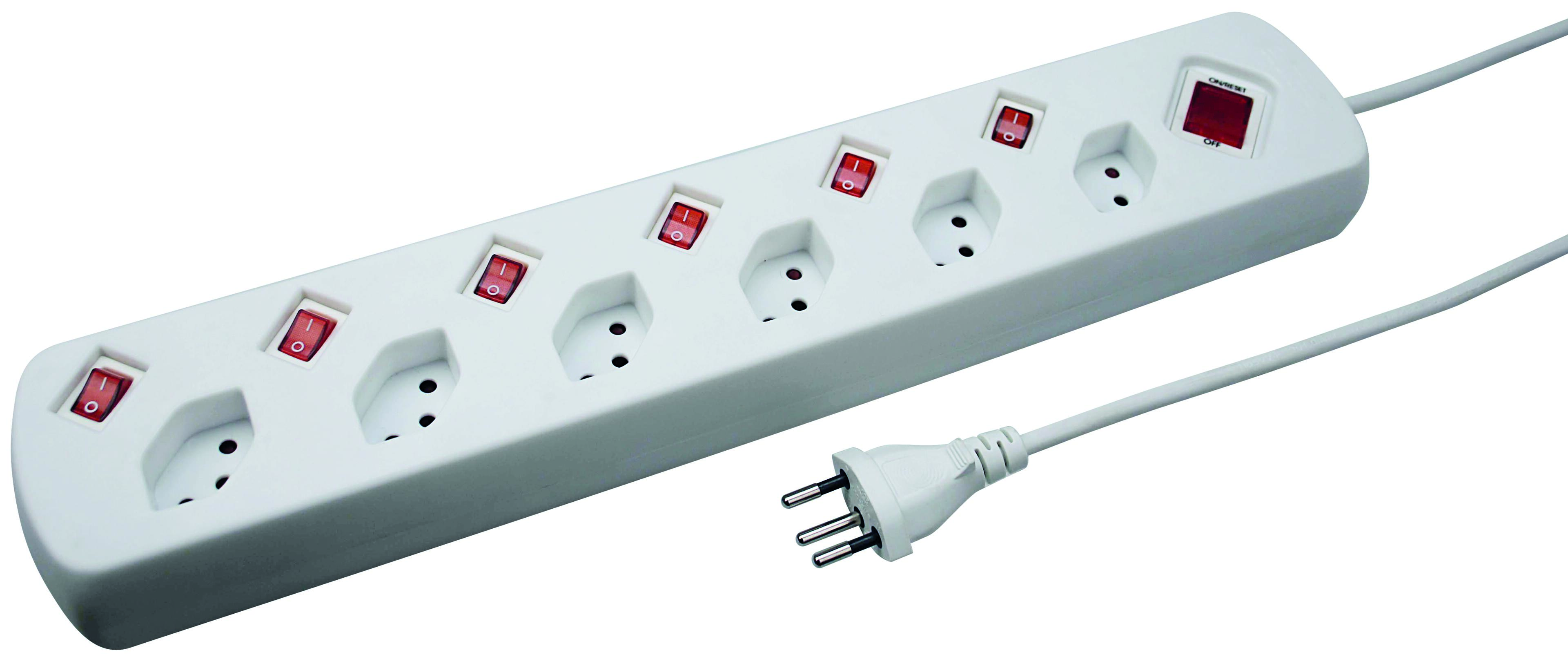 Extension Lead 1.5m, 6x Type 13, Switch