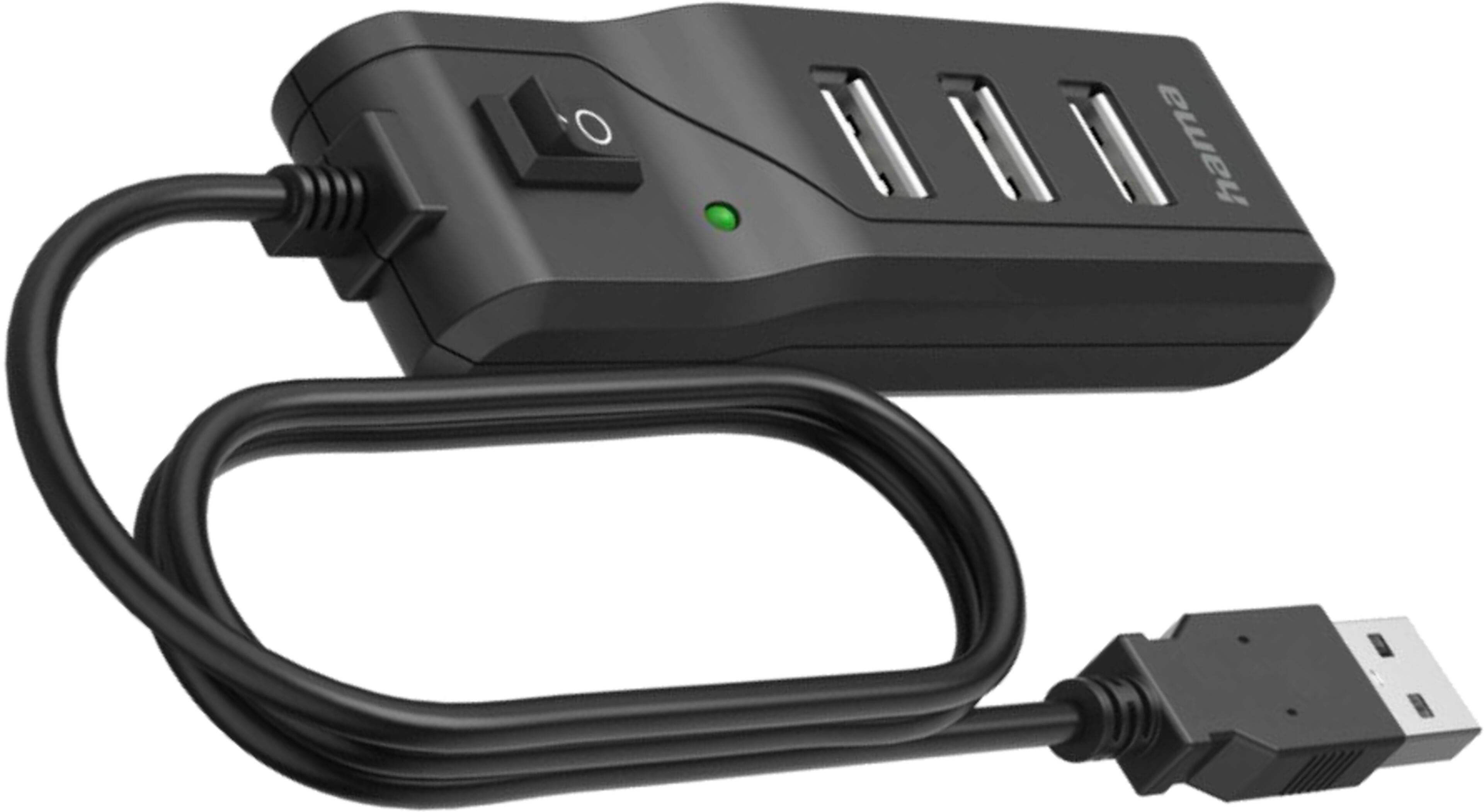 Hama USB Hub 2.0 4-port + Switch Black