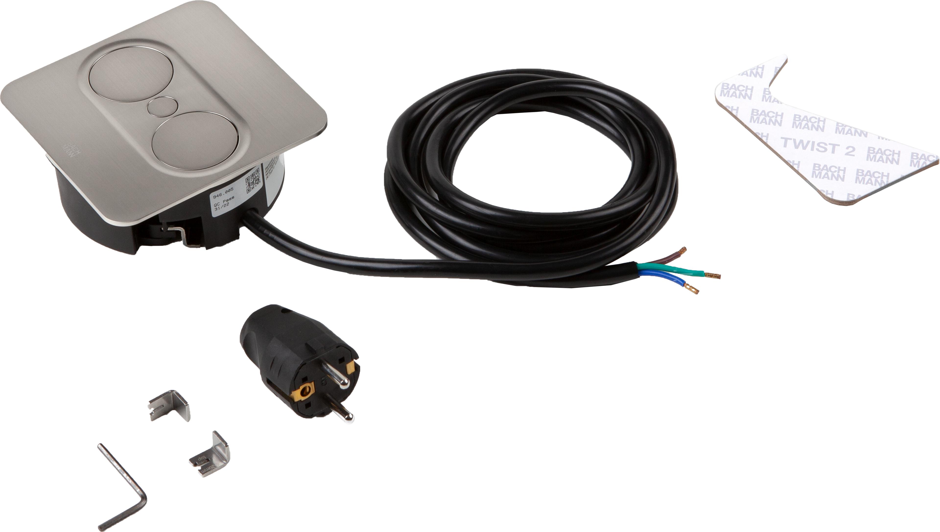 Presa multipla 1x + USB TWIST 2, 2 m