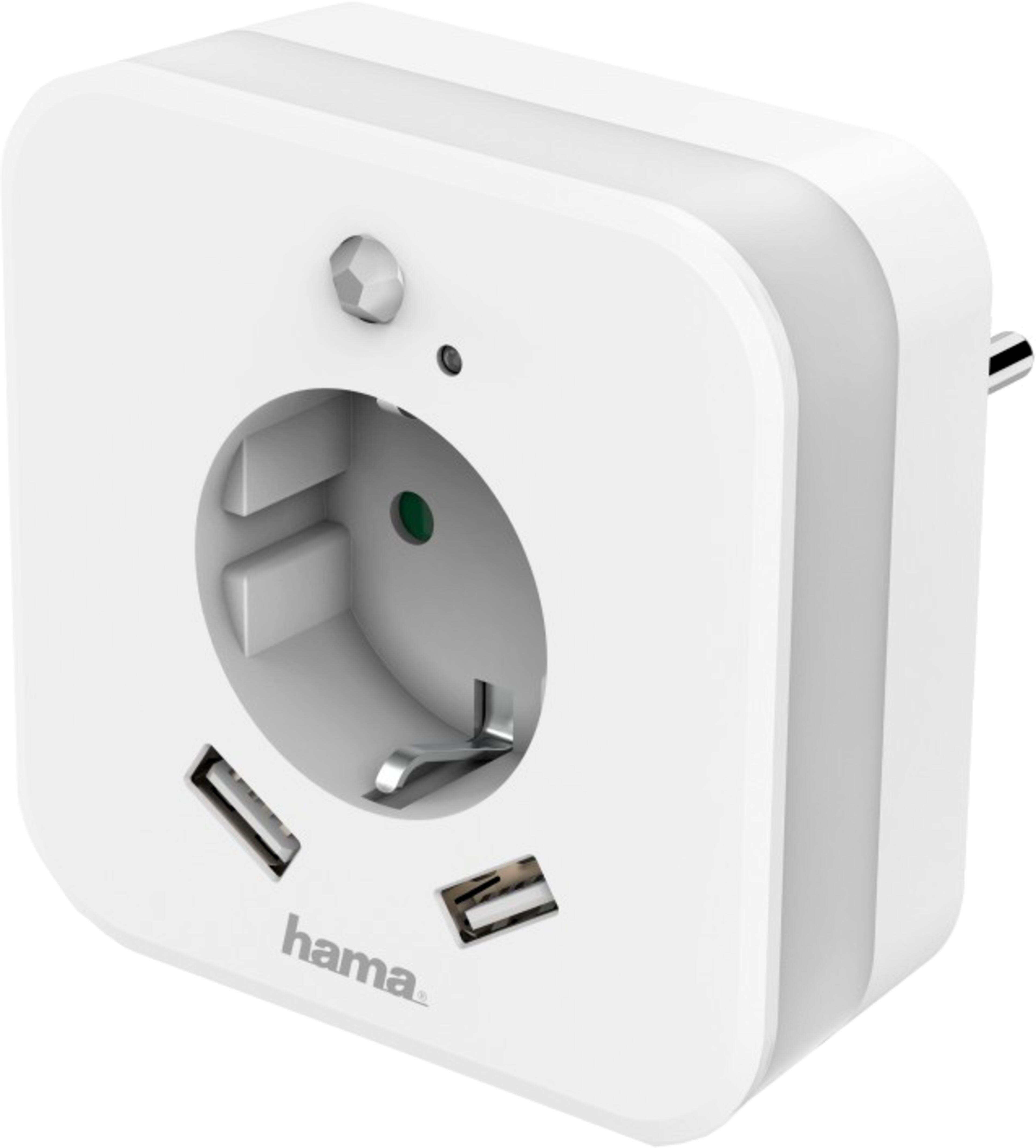 Socket Adapter 1 Socket + 2x USB + Light
