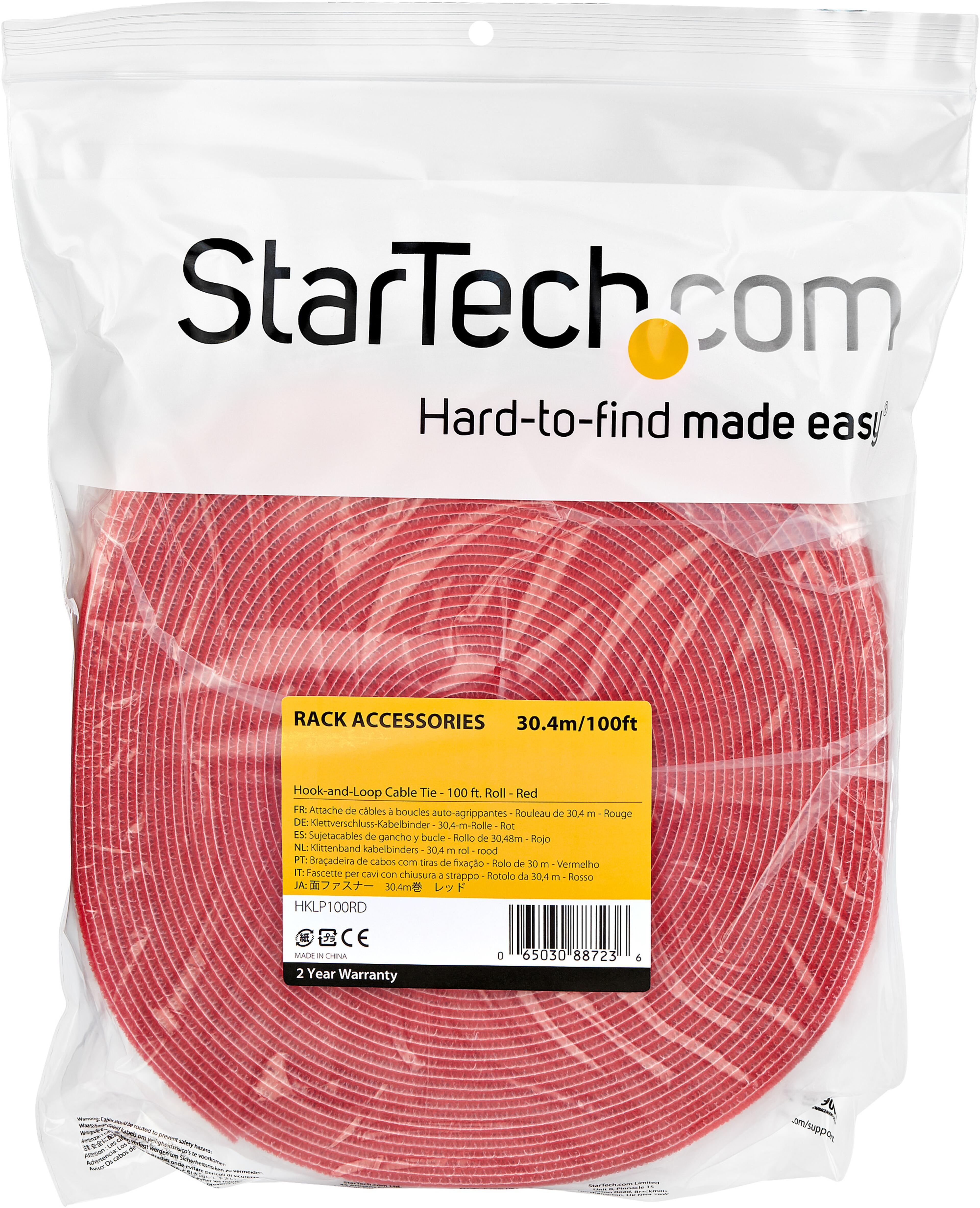 Hook-and-Loop Cable Tie Roll 15m Red 2x