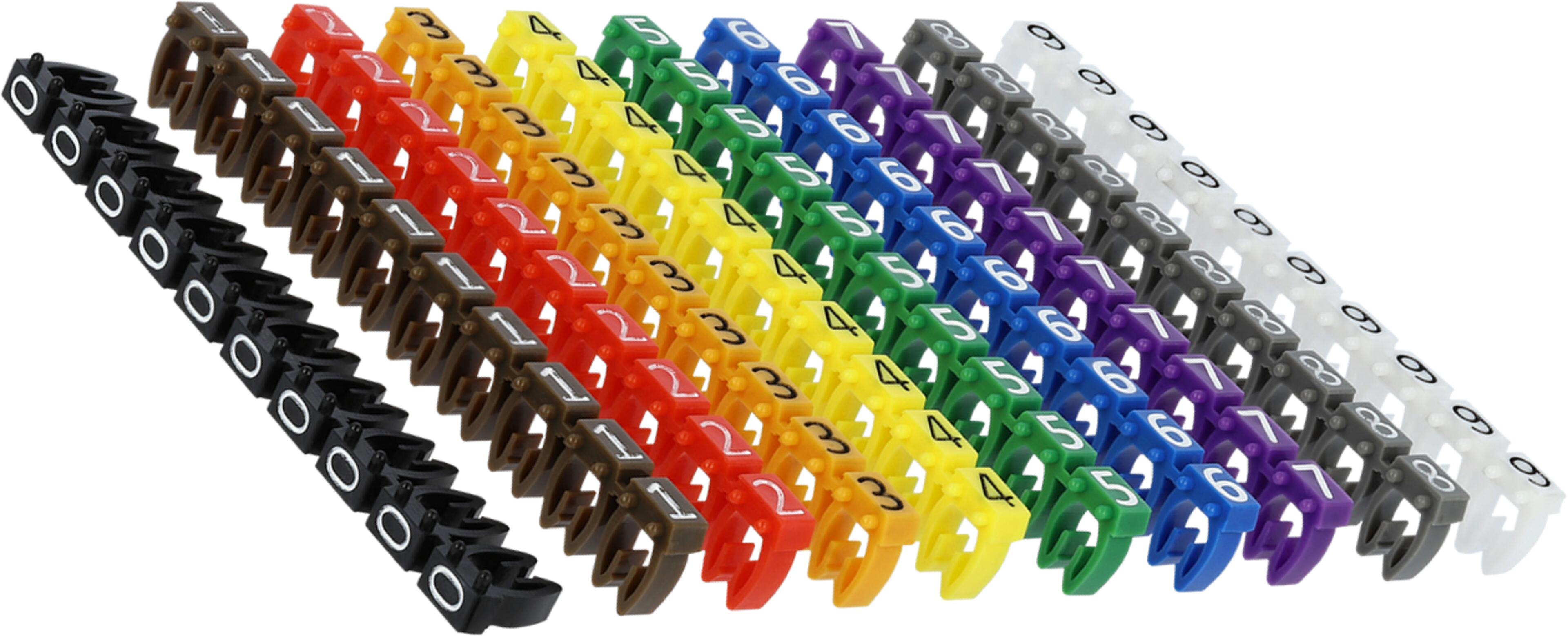 Značení kabelových klipů 0-9 bar. 100ks