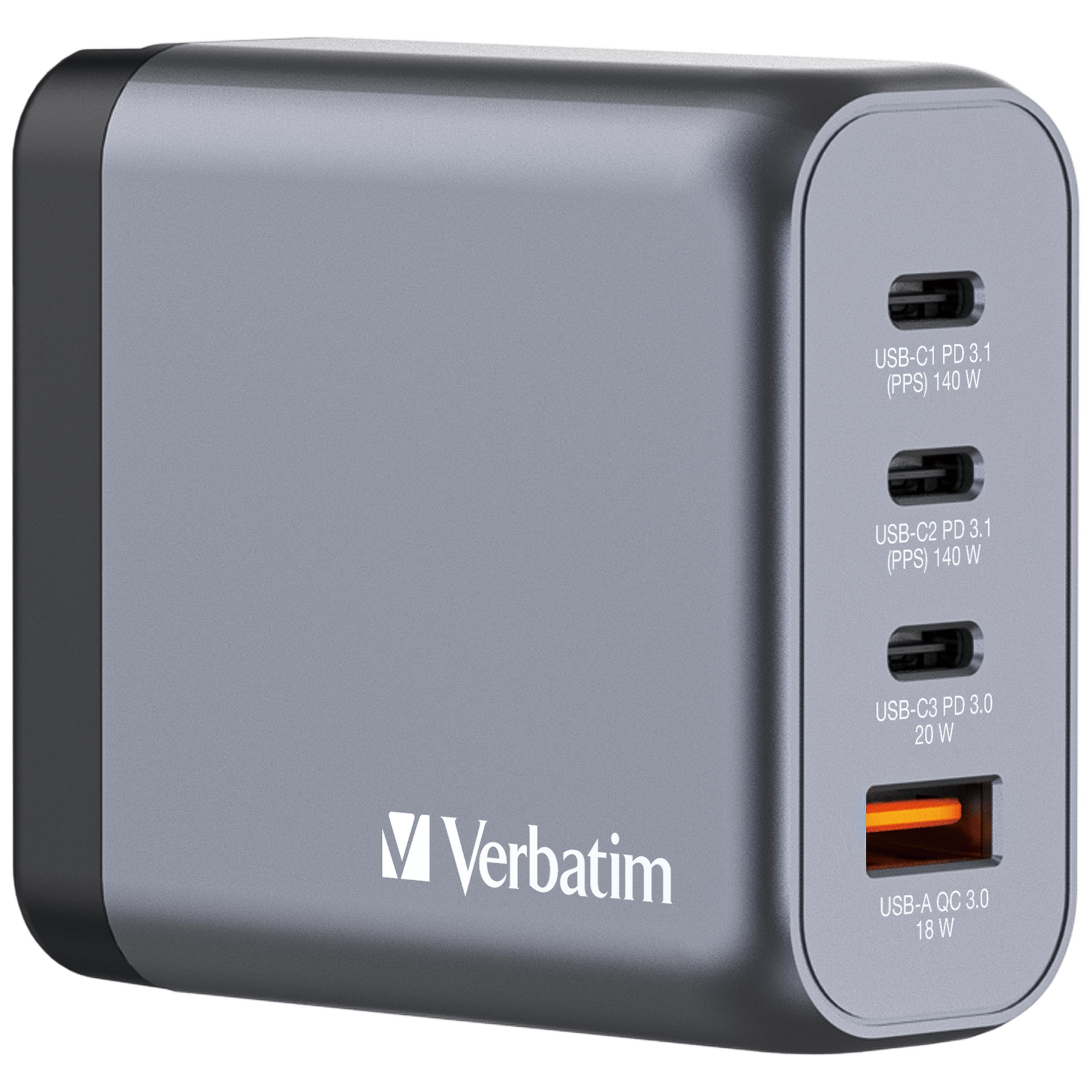 Verbatim 140 W 4-Port GaN Ladeadapter