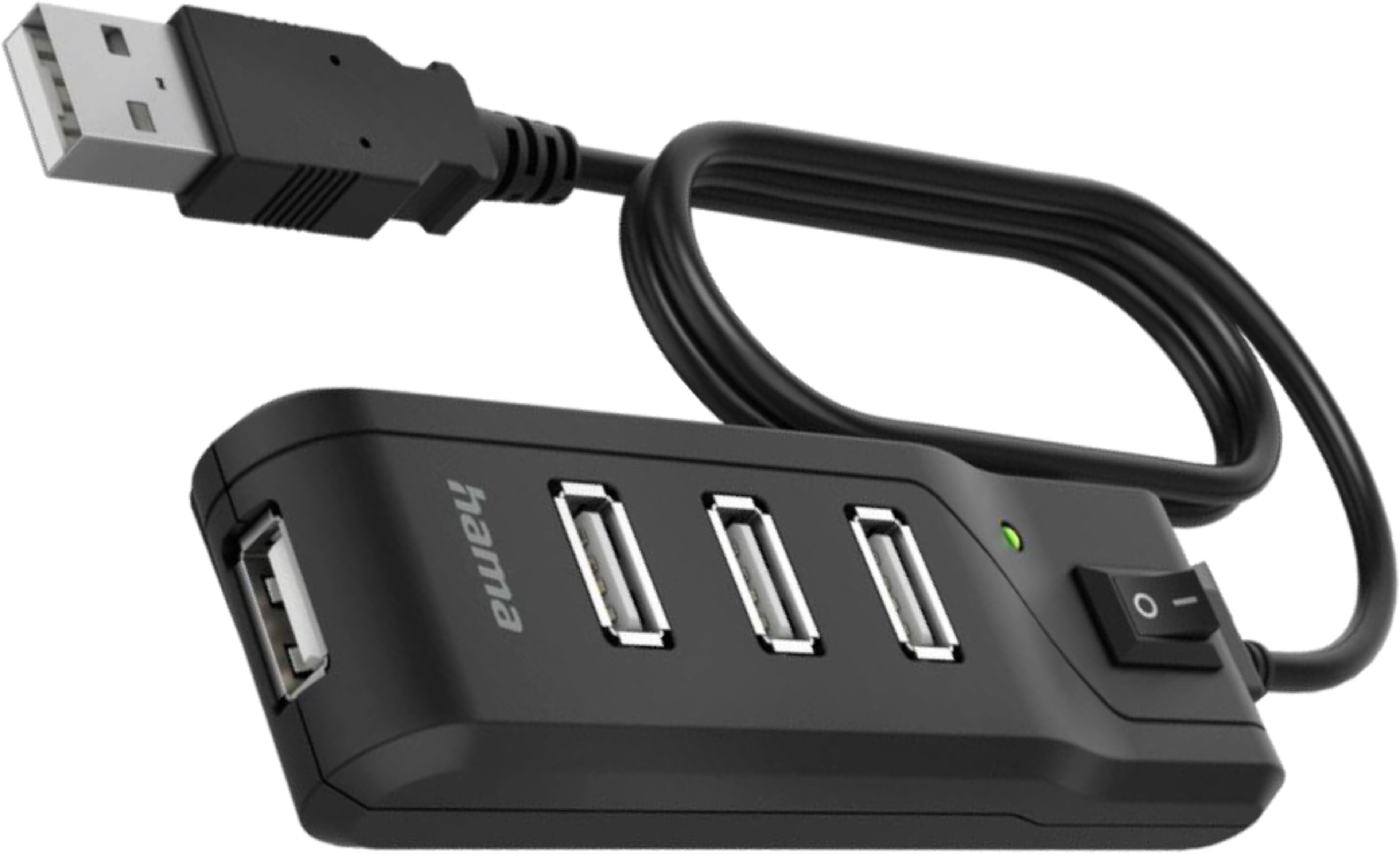 Hama USB Hub 2.0 4-port + Switch Black