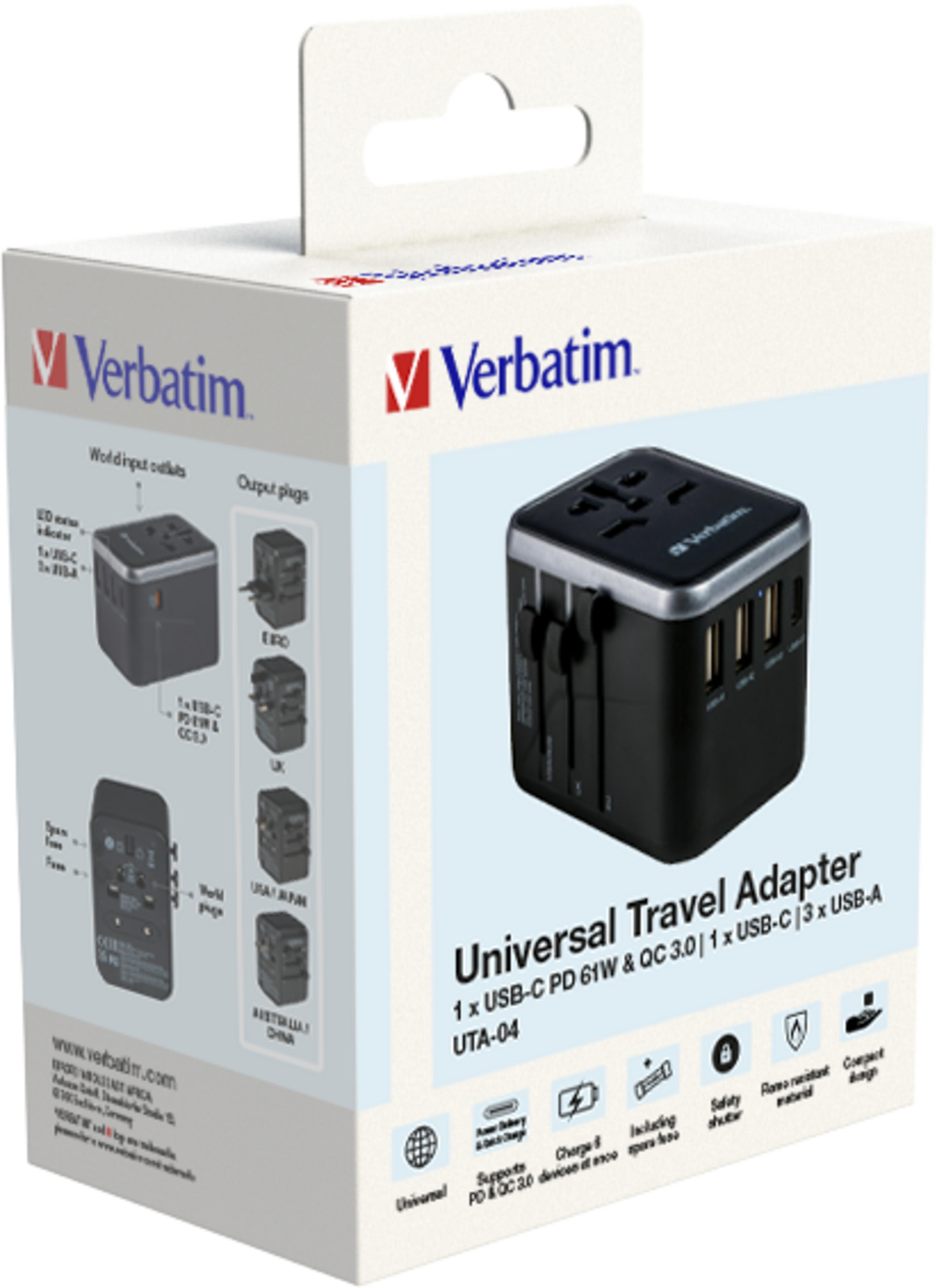 Verbatim World + 5x USB Travel Adapter