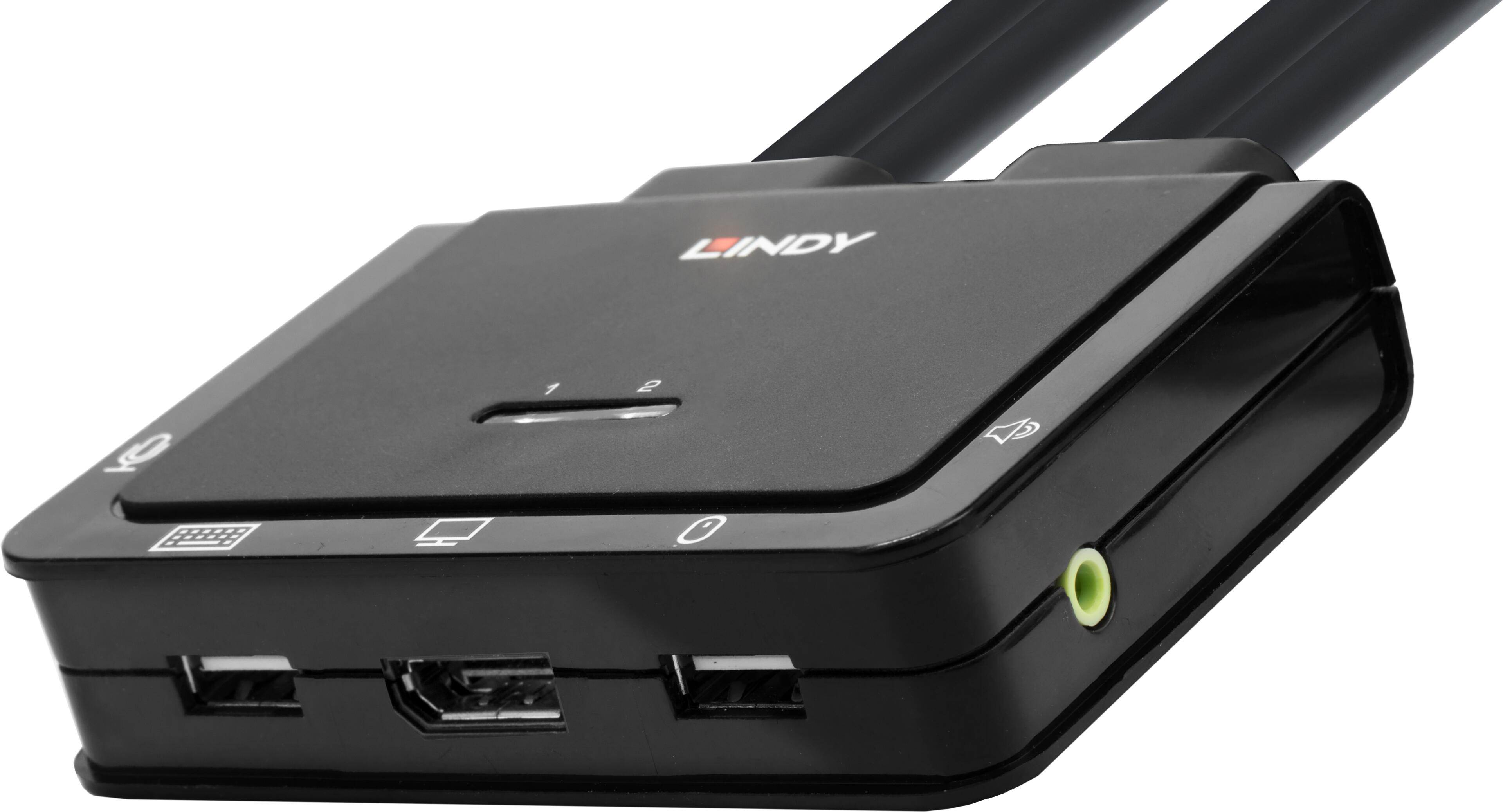 LINDY KVM SwitchCable DP/Type-C 2-port