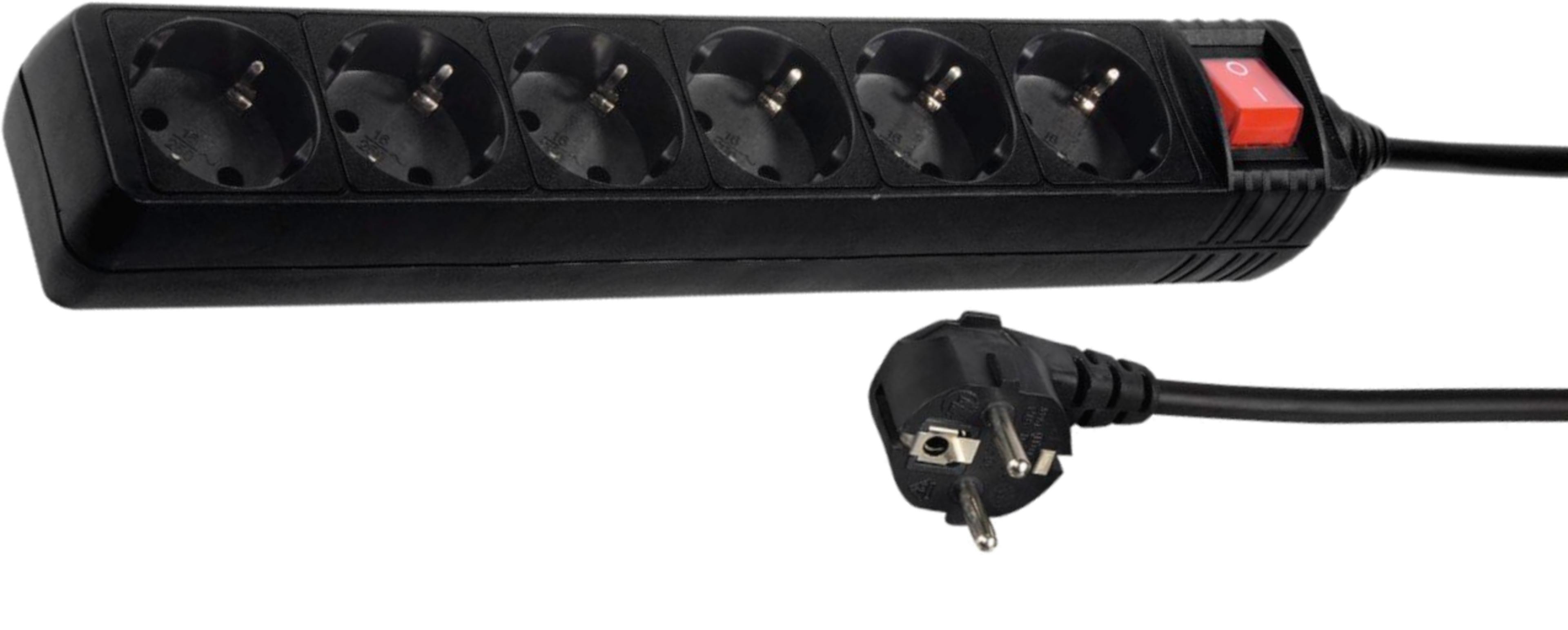 Power Strip 6-way 3m w/ Switch Black