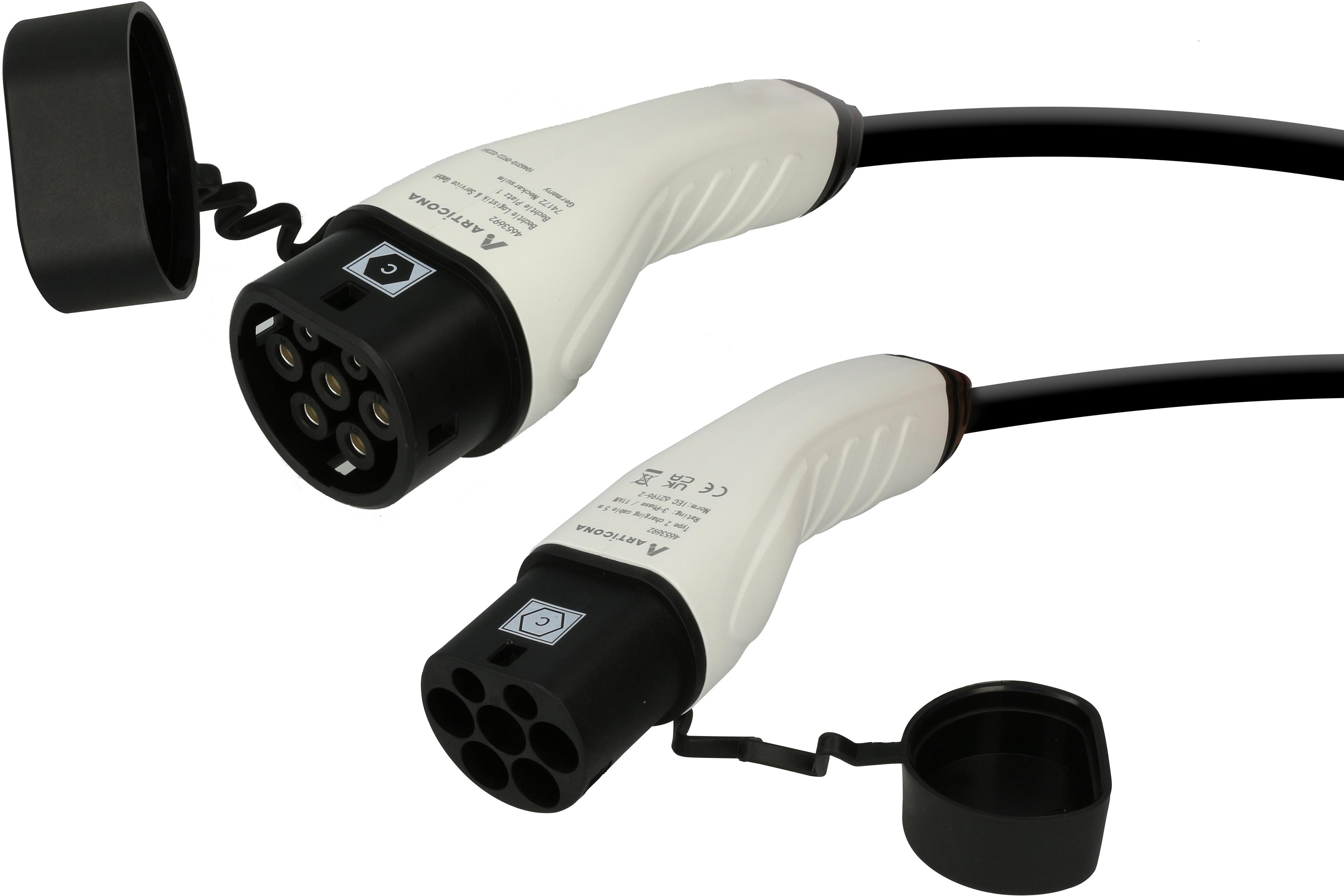 Type2 Car Charge Cable 11kW Spiral 5m