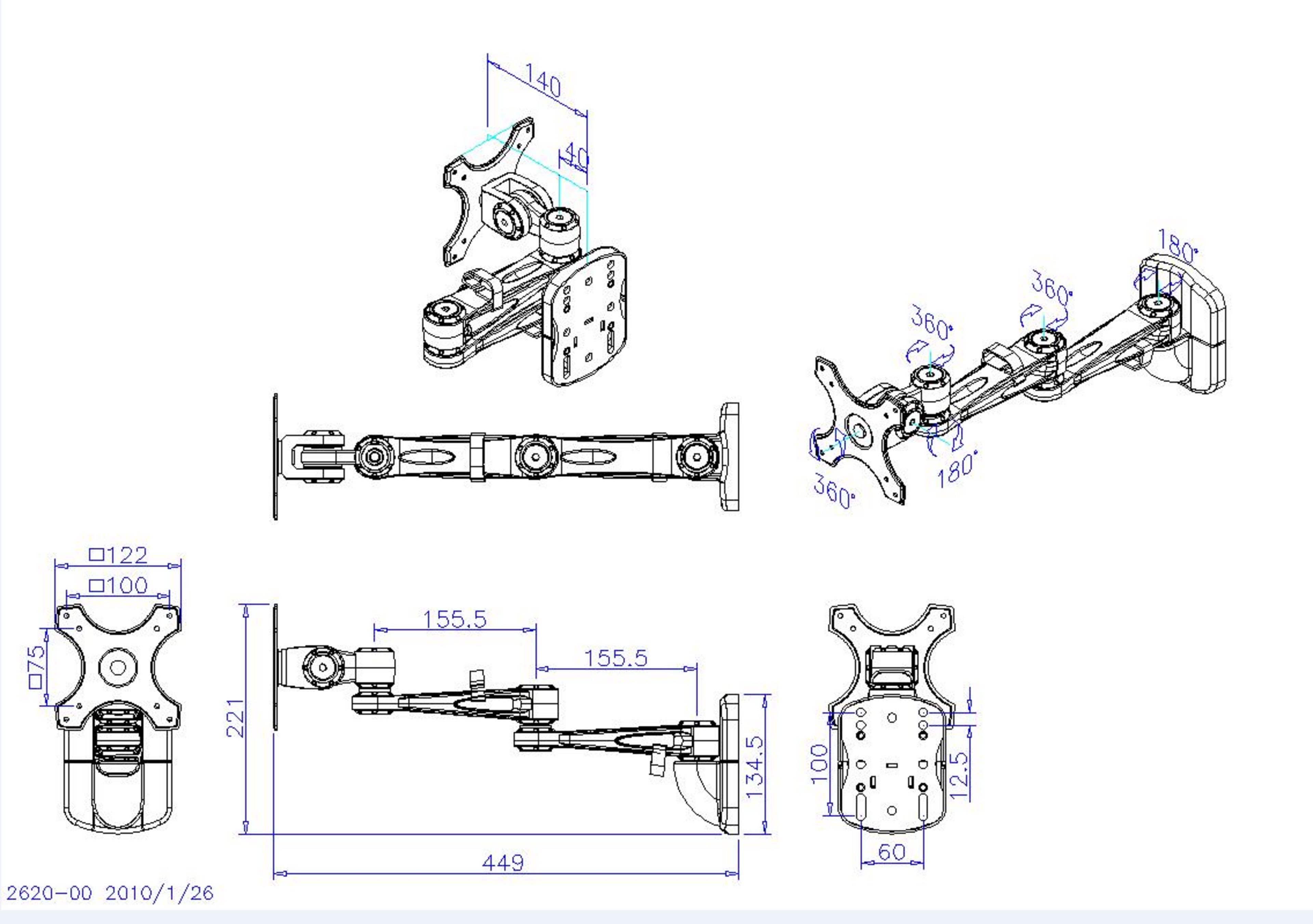 ARTICONA LCD Wandhalterung grau