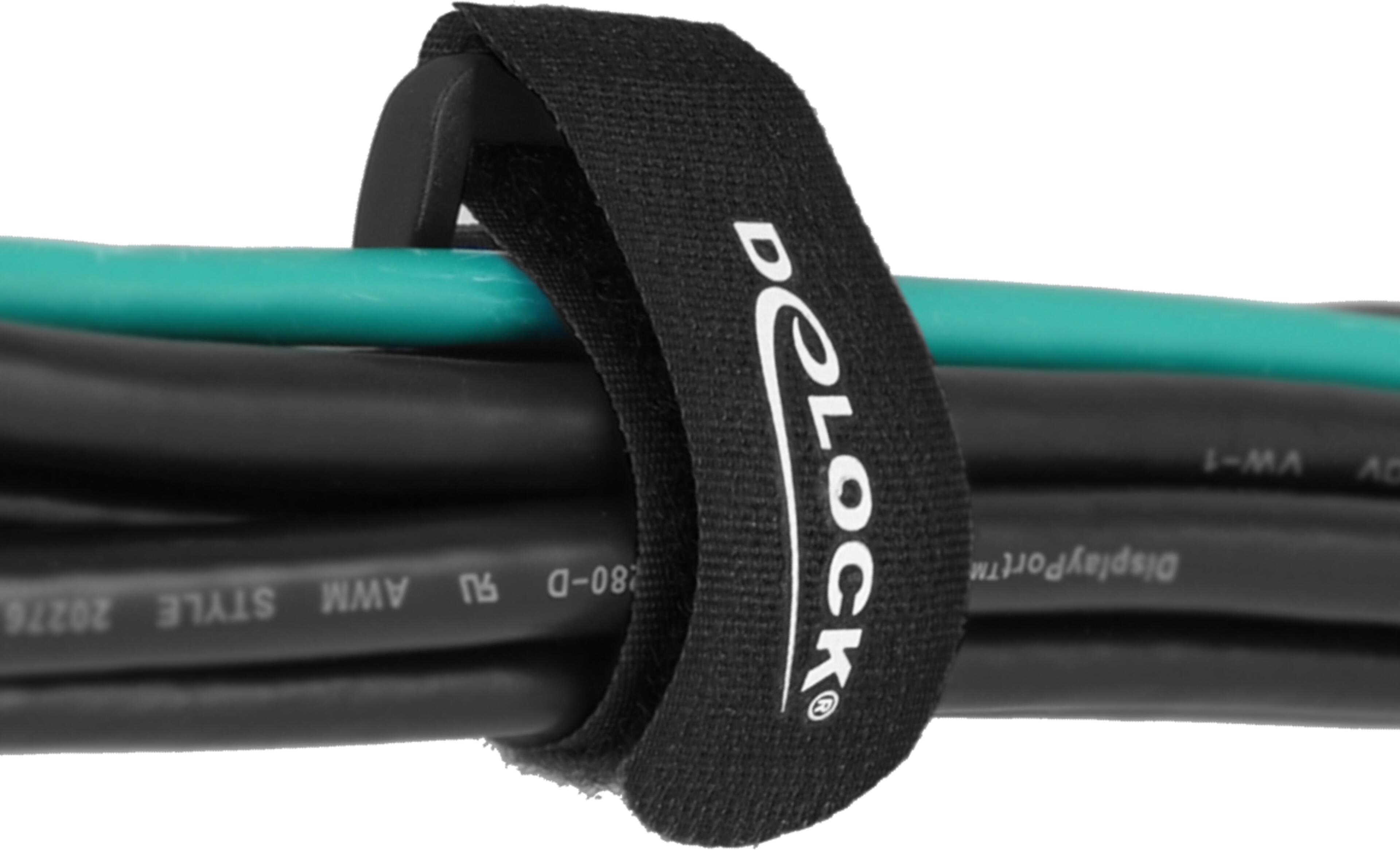 Hook-and-Loop Cable Tie 150mm Black 5x