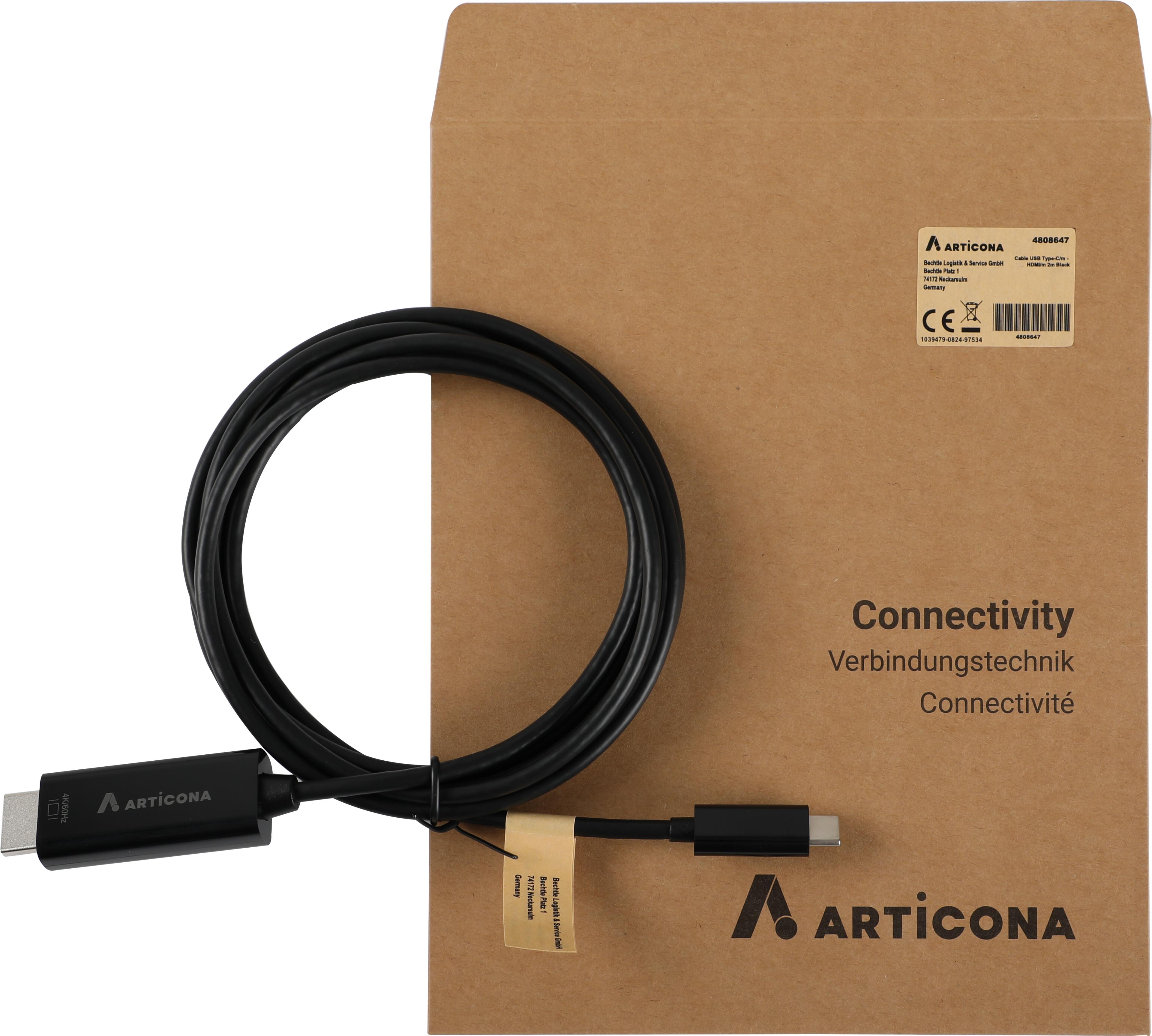 USB-C - HDMI m/m kábel 2 m, fekete