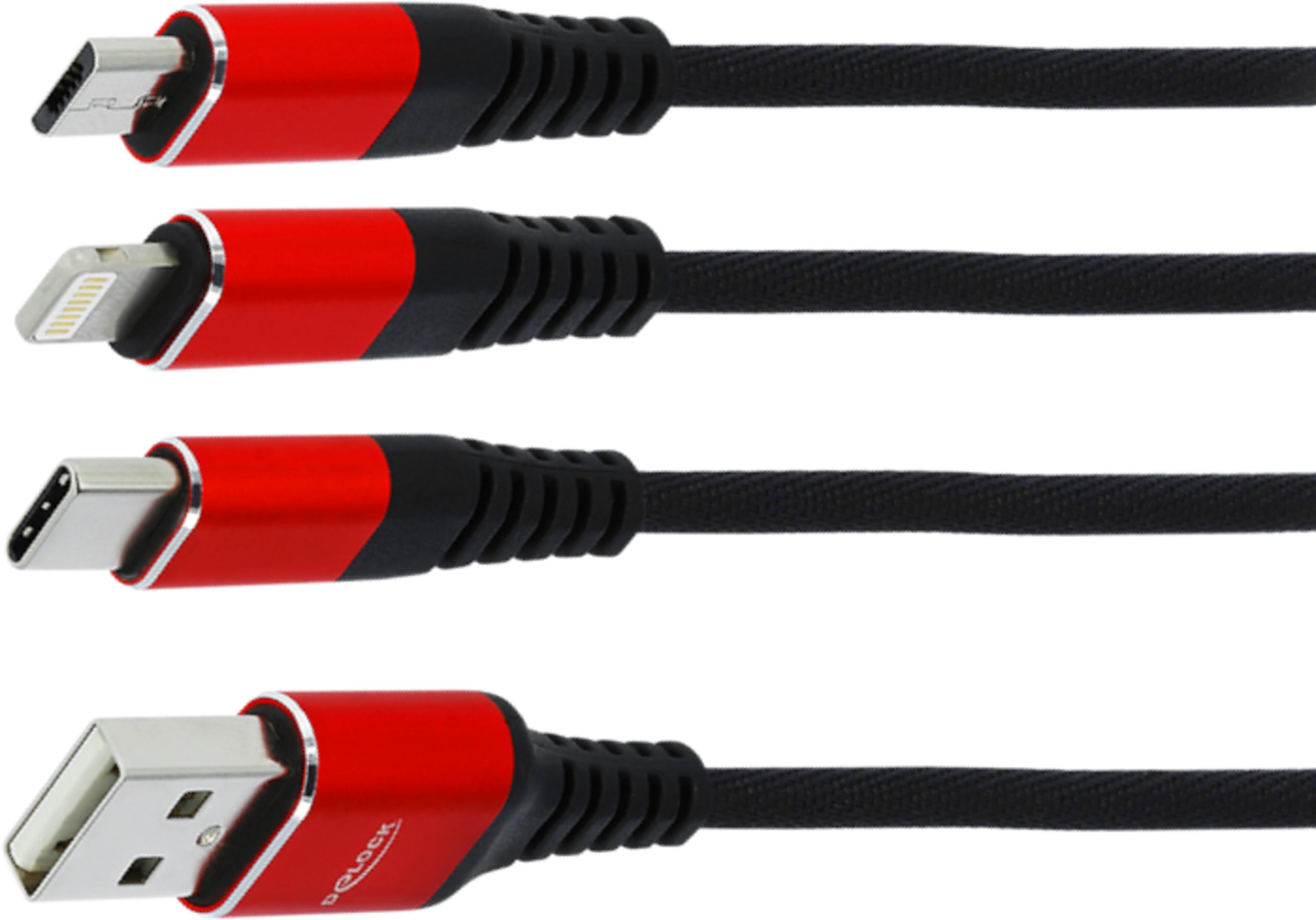 Delock USB-A - Lightn/Micro-B/C Cable 1m