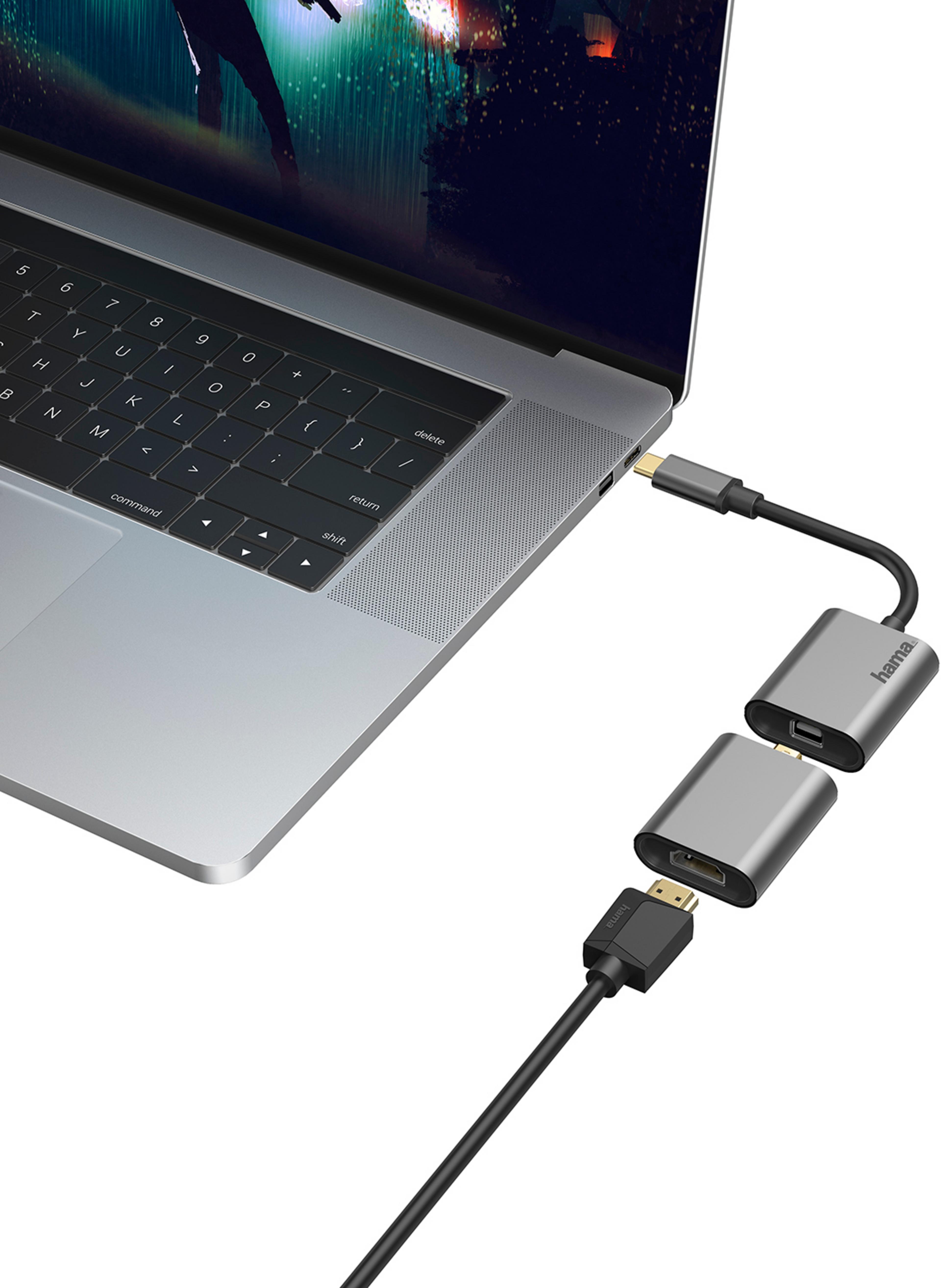 Adapter USB-C/m - MiDP+HDMI+VGA/f