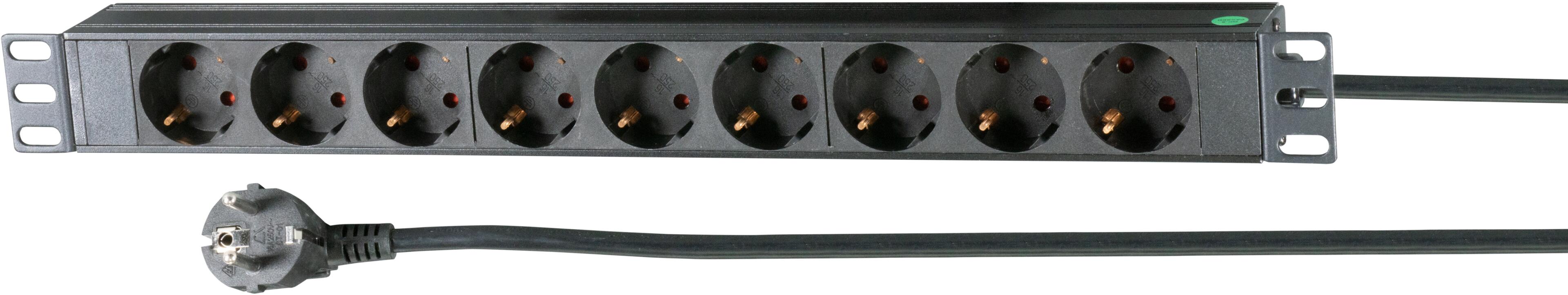Power Strip 9-way 2m Black