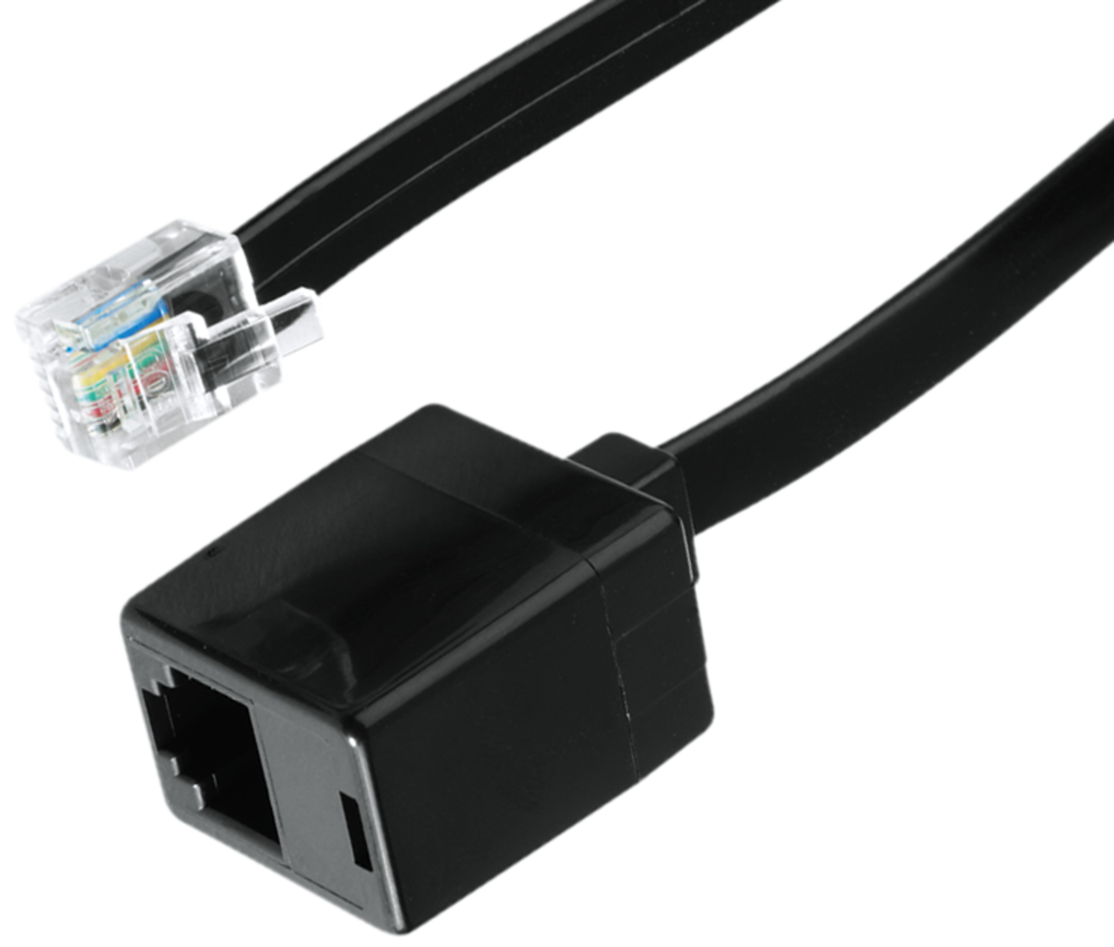 Cable RJ12ma-RJ12fe (6p6c) 1:1 6m, Black