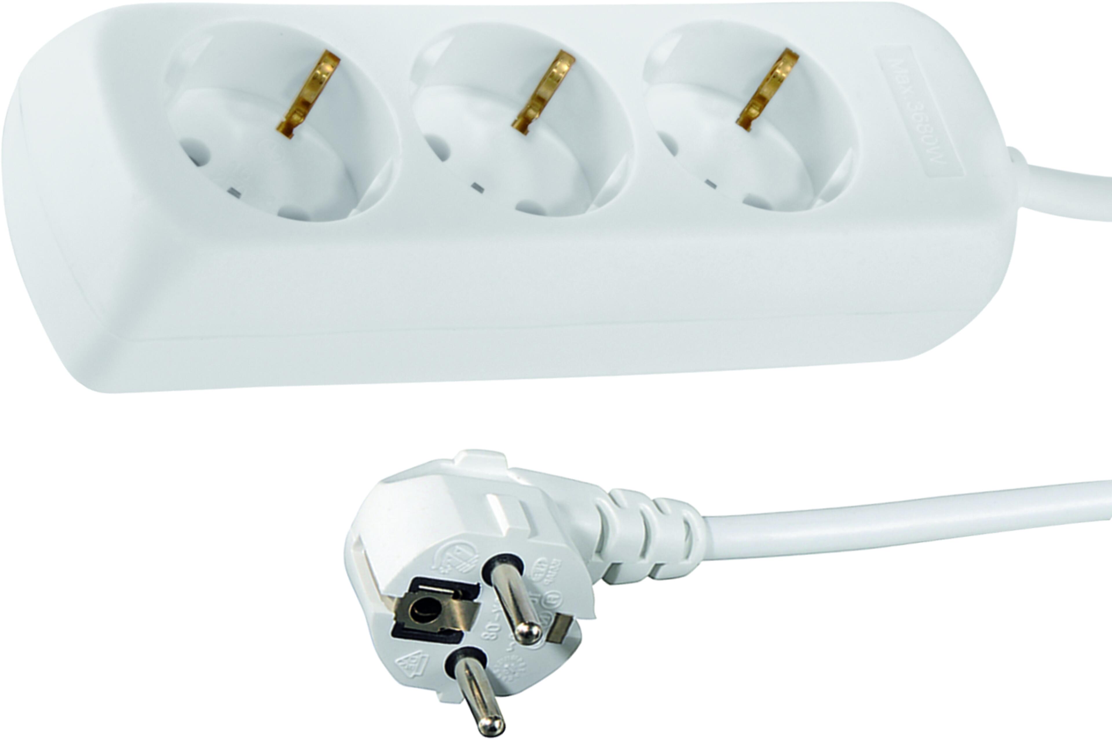 Steckdosenleiste 3fach 5,0m weiß