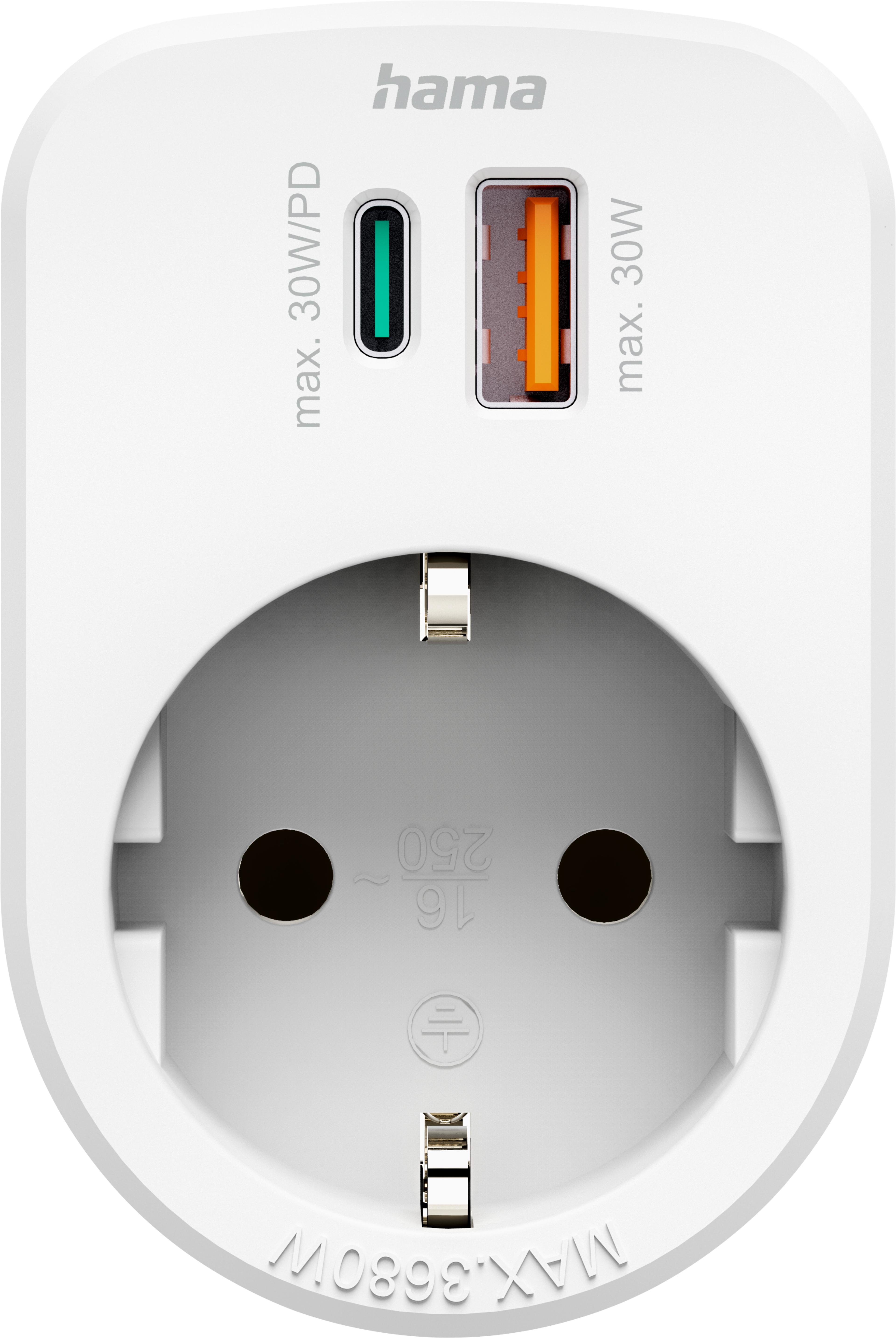 Steckdosen Adapter 1fach + 2xUSB