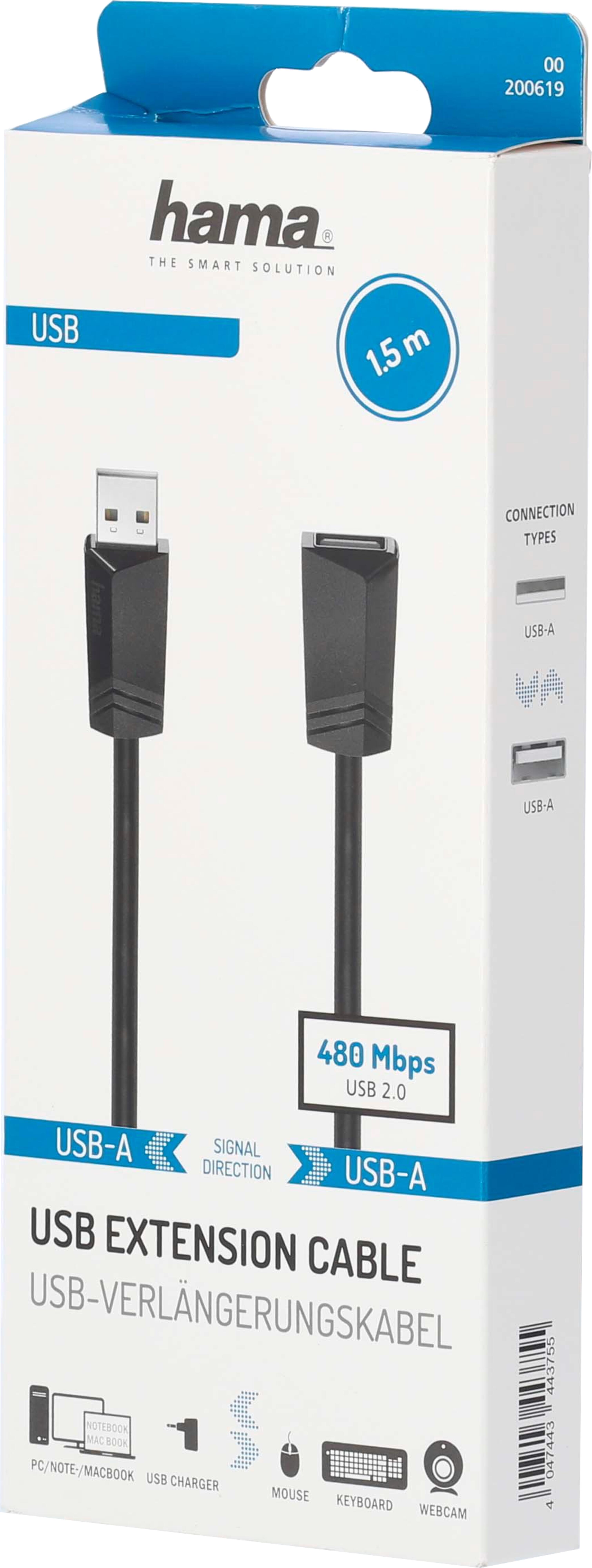 Hama USB Typ A Verlängerung 1,5 m