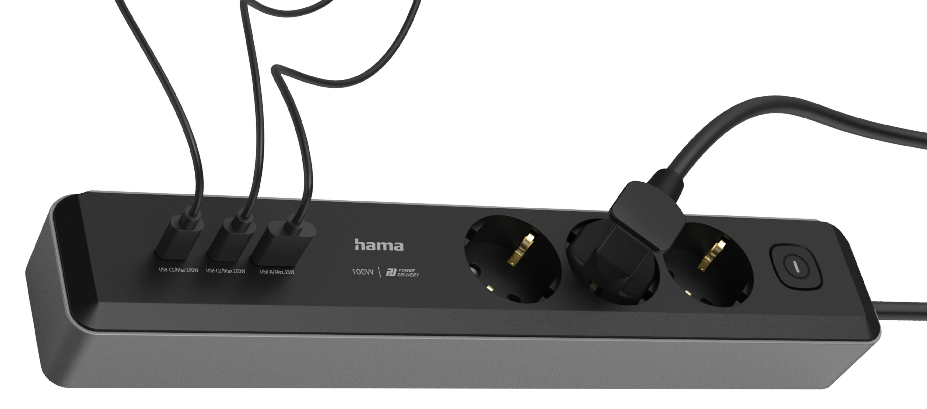 Steckdosenleiste 3fach + 3xUSB 1,4 m