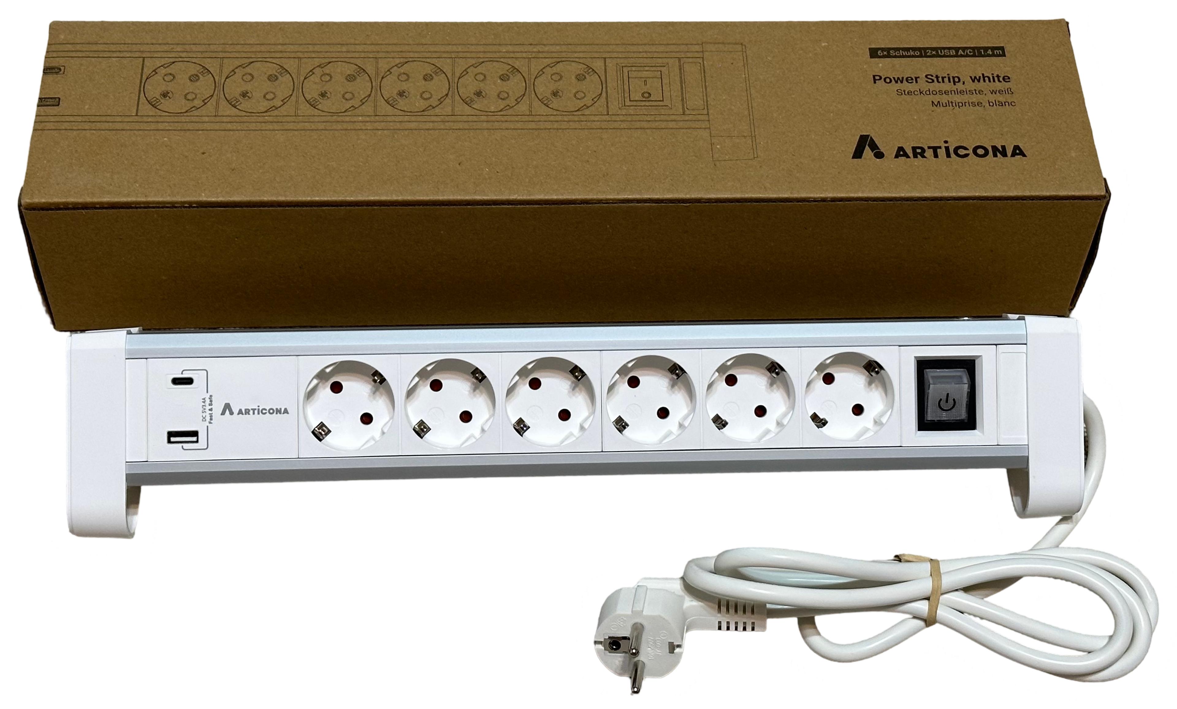 Steckdosenleiste 6fach + 2x USB A/C 1,4m