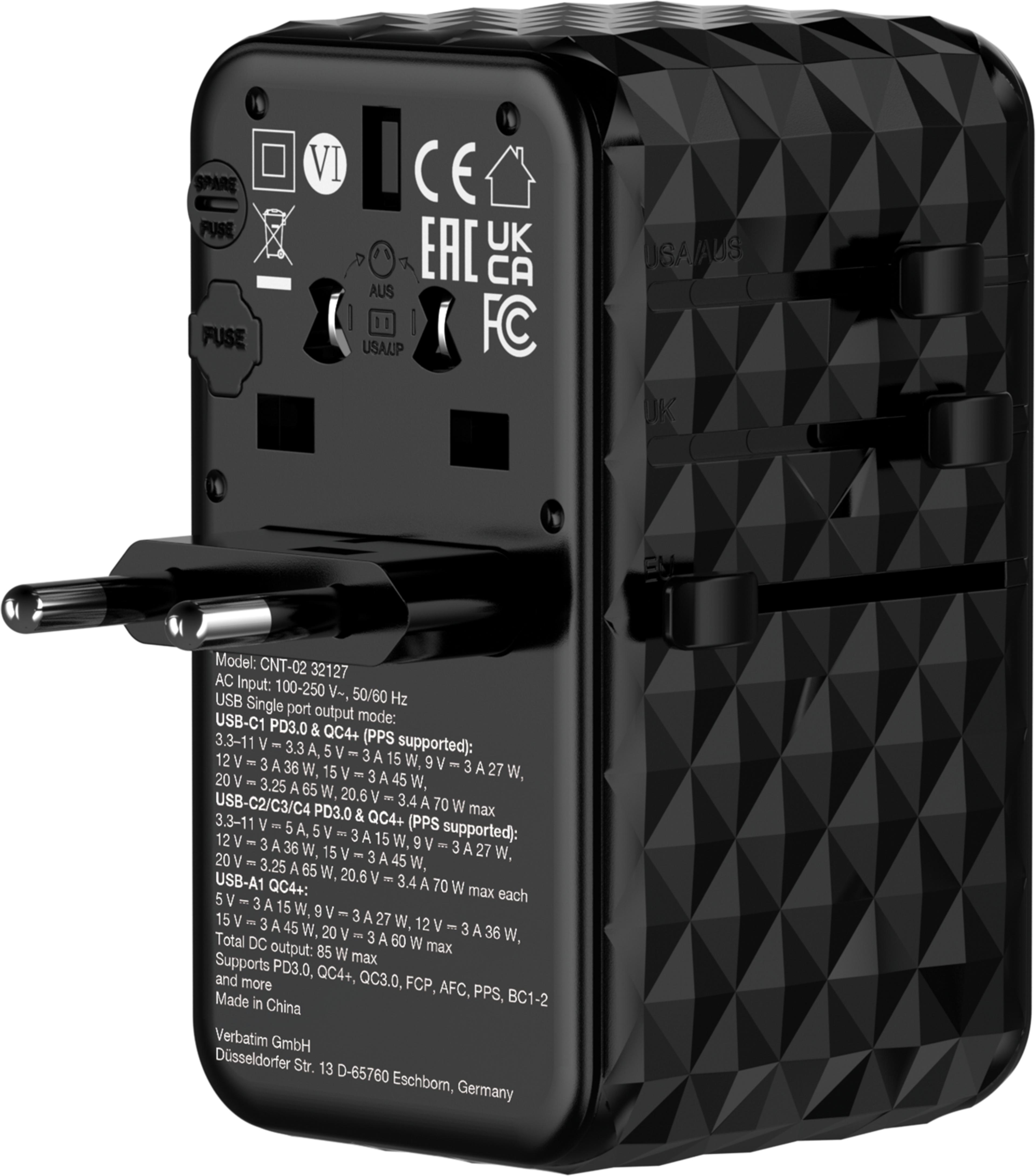 Verbatim World+5x USB GaN Travel Adapter