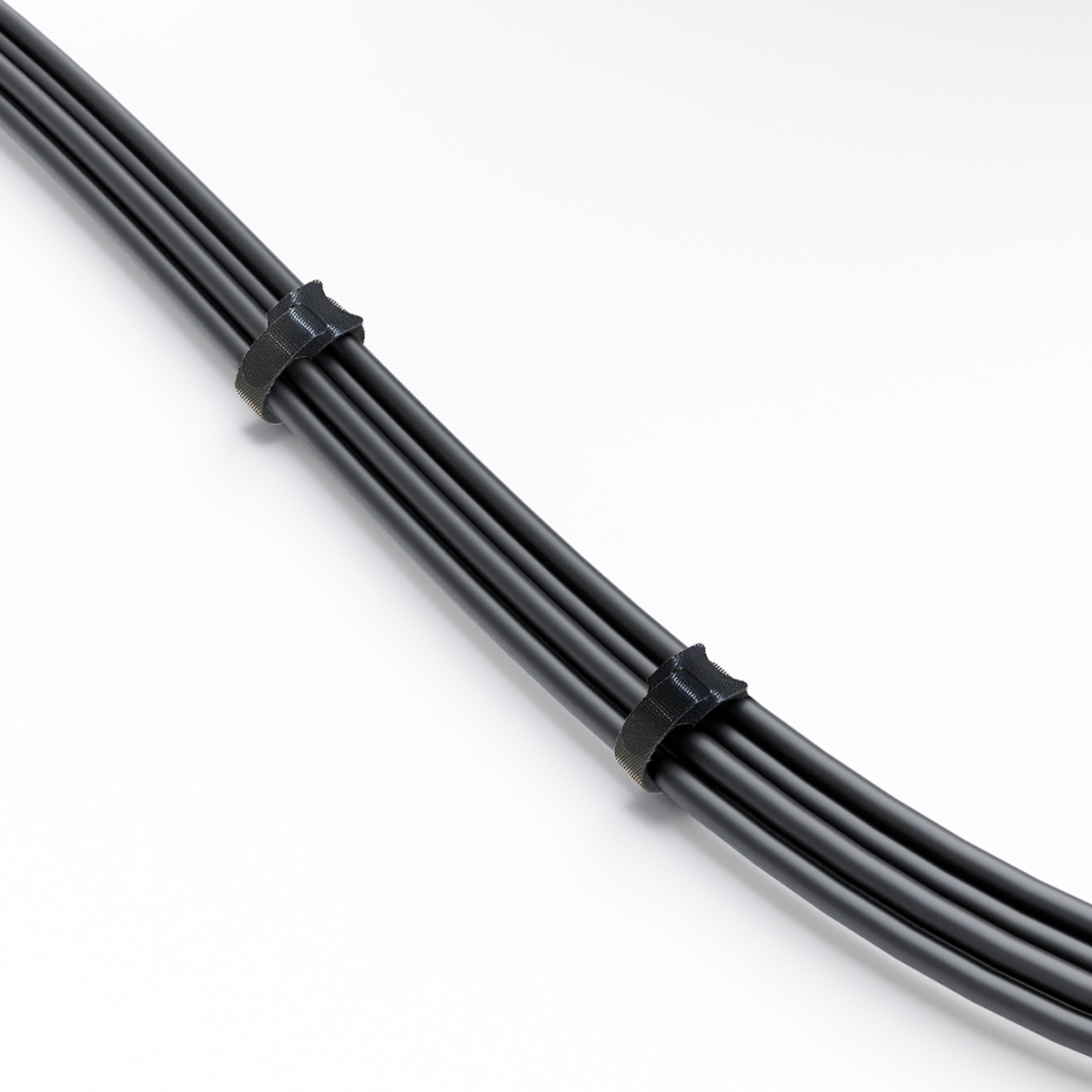 Hook-and-Loop Cable Ties 150mm Black 20x