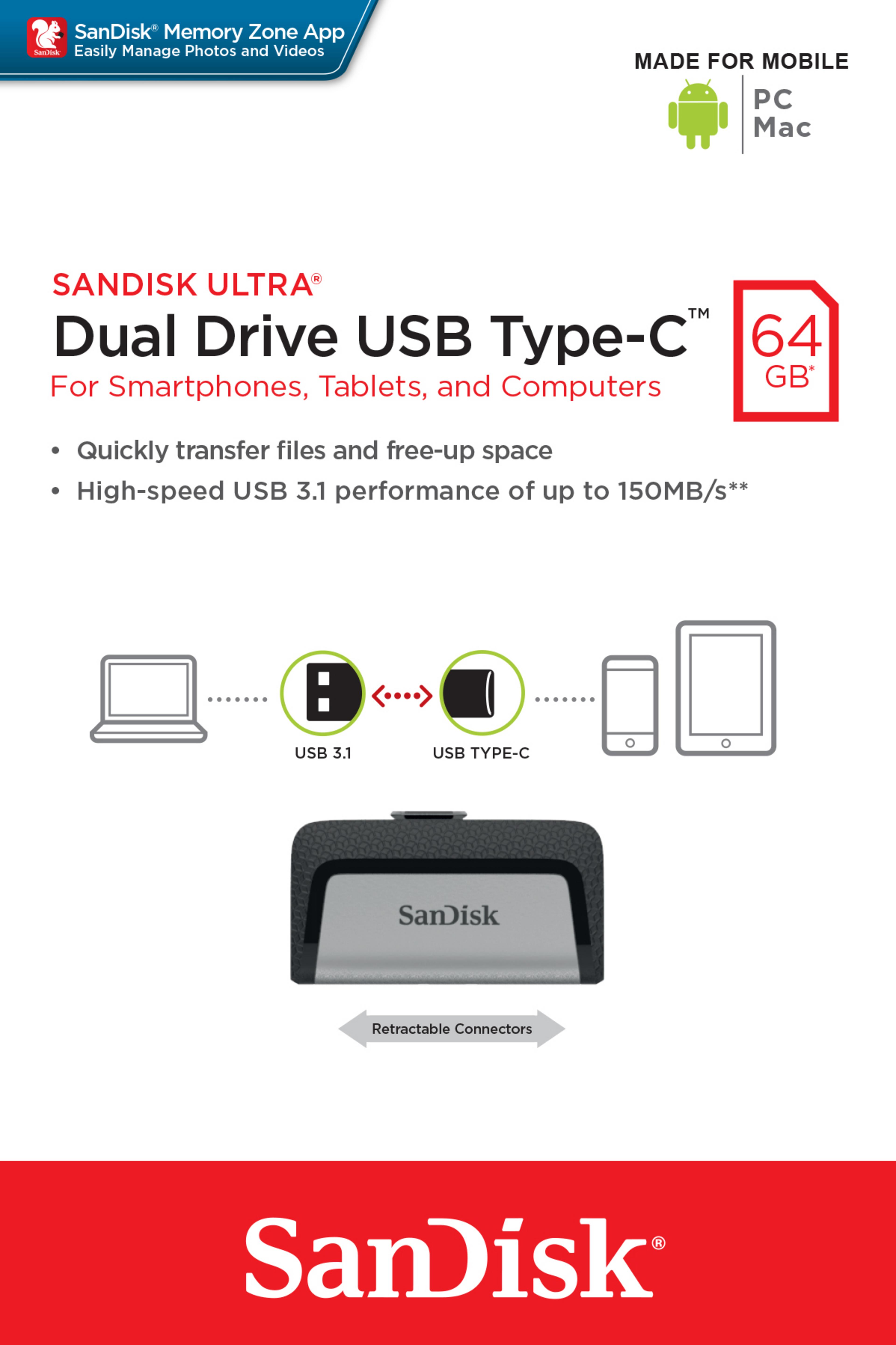 SanDisk Ultra Dual Drive USB Stick 128GB