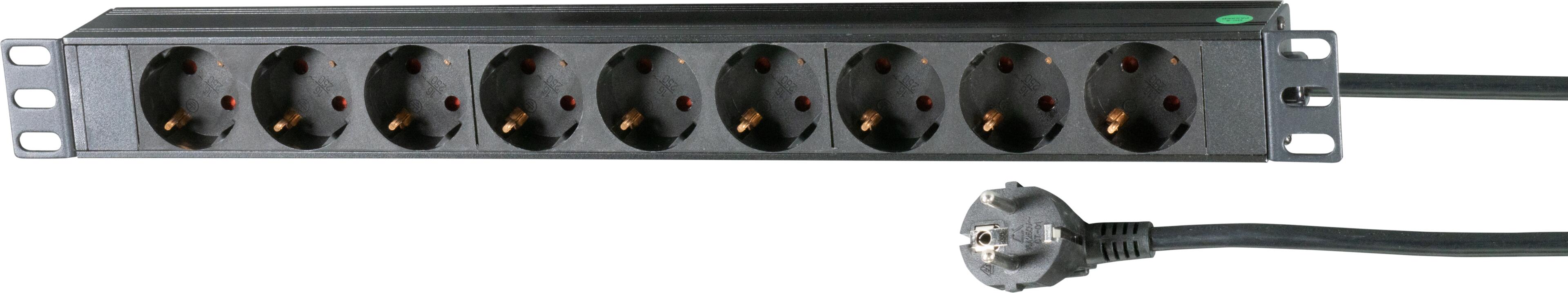 Power Strip 9-way 2m Black