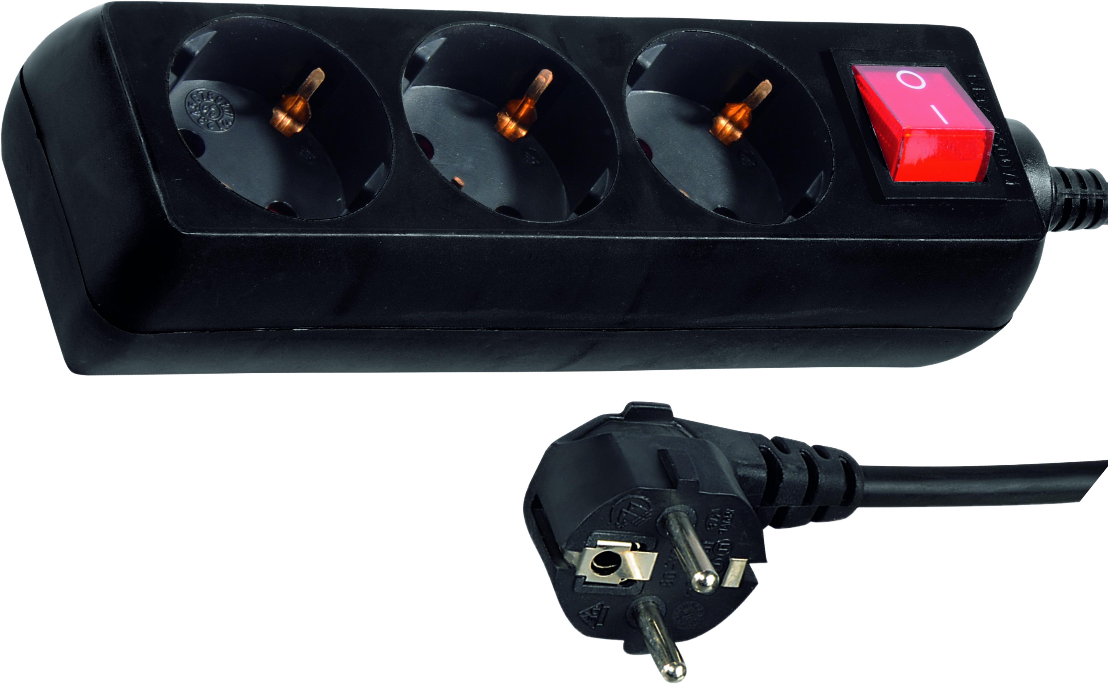 Steckdosenleiste 3fach 5 m Schalter schw