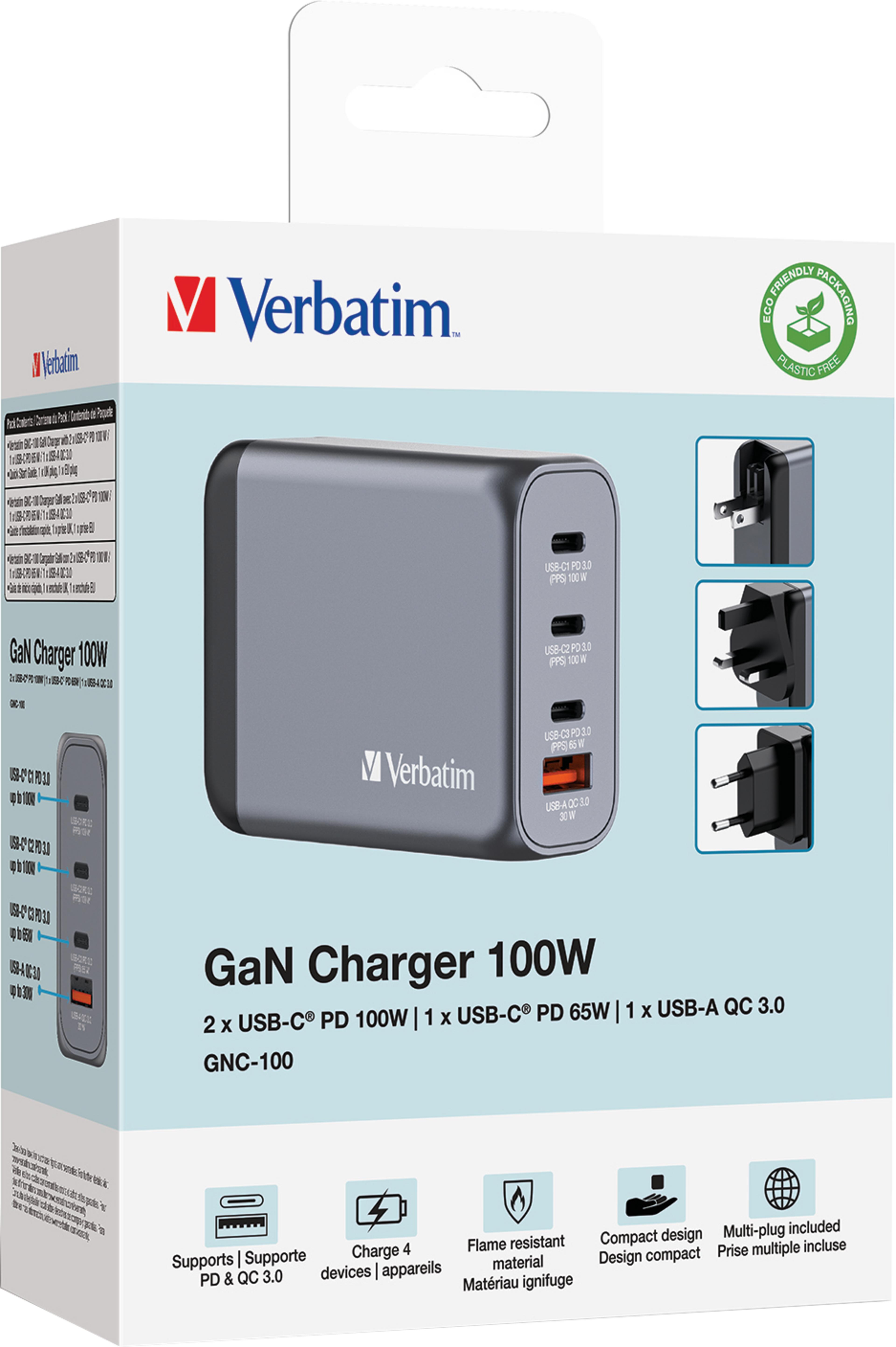 Verbatim 100 W 4-Port GaN Ladeadapter