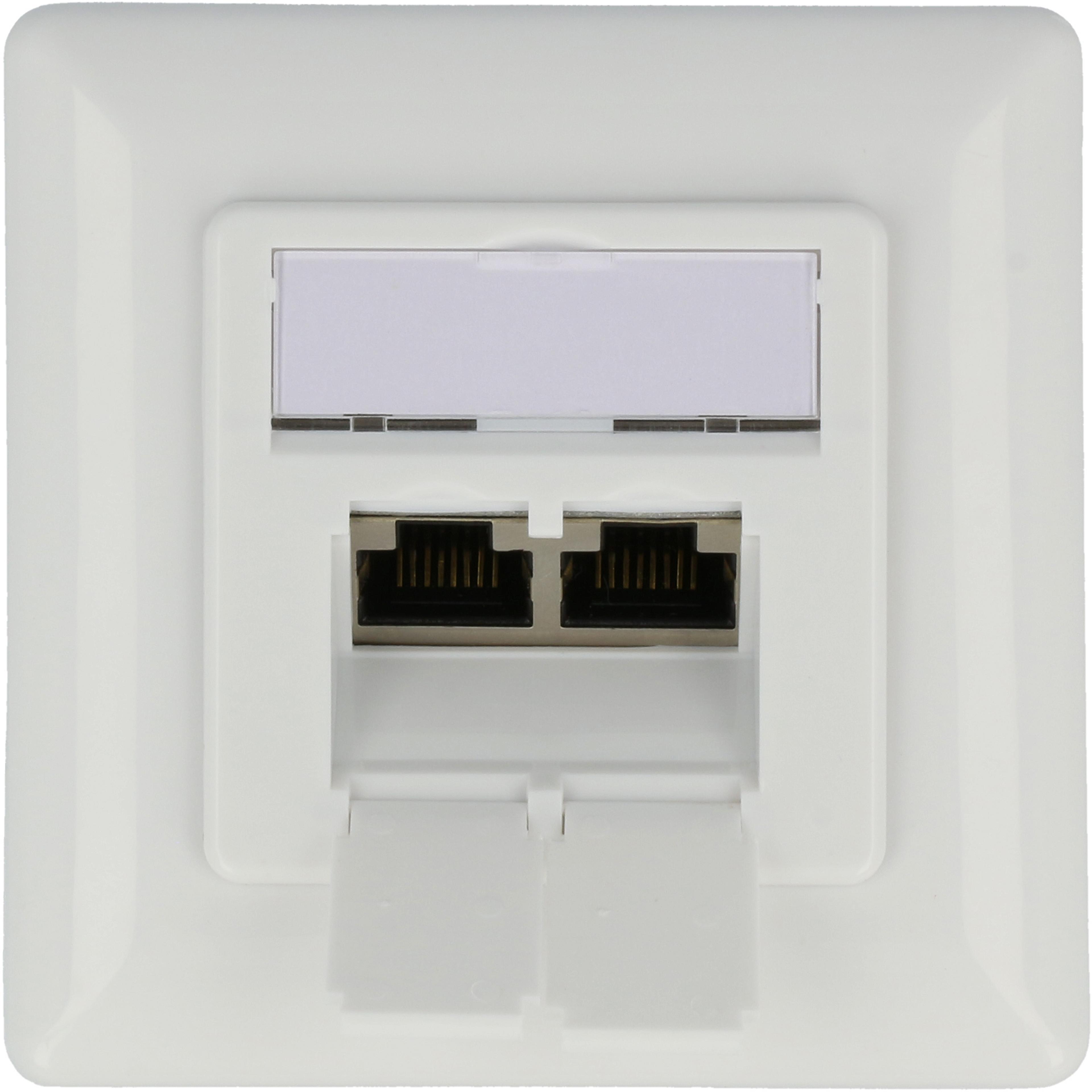 RJ45 Outlet FM 2x LSA+ Cat6a White