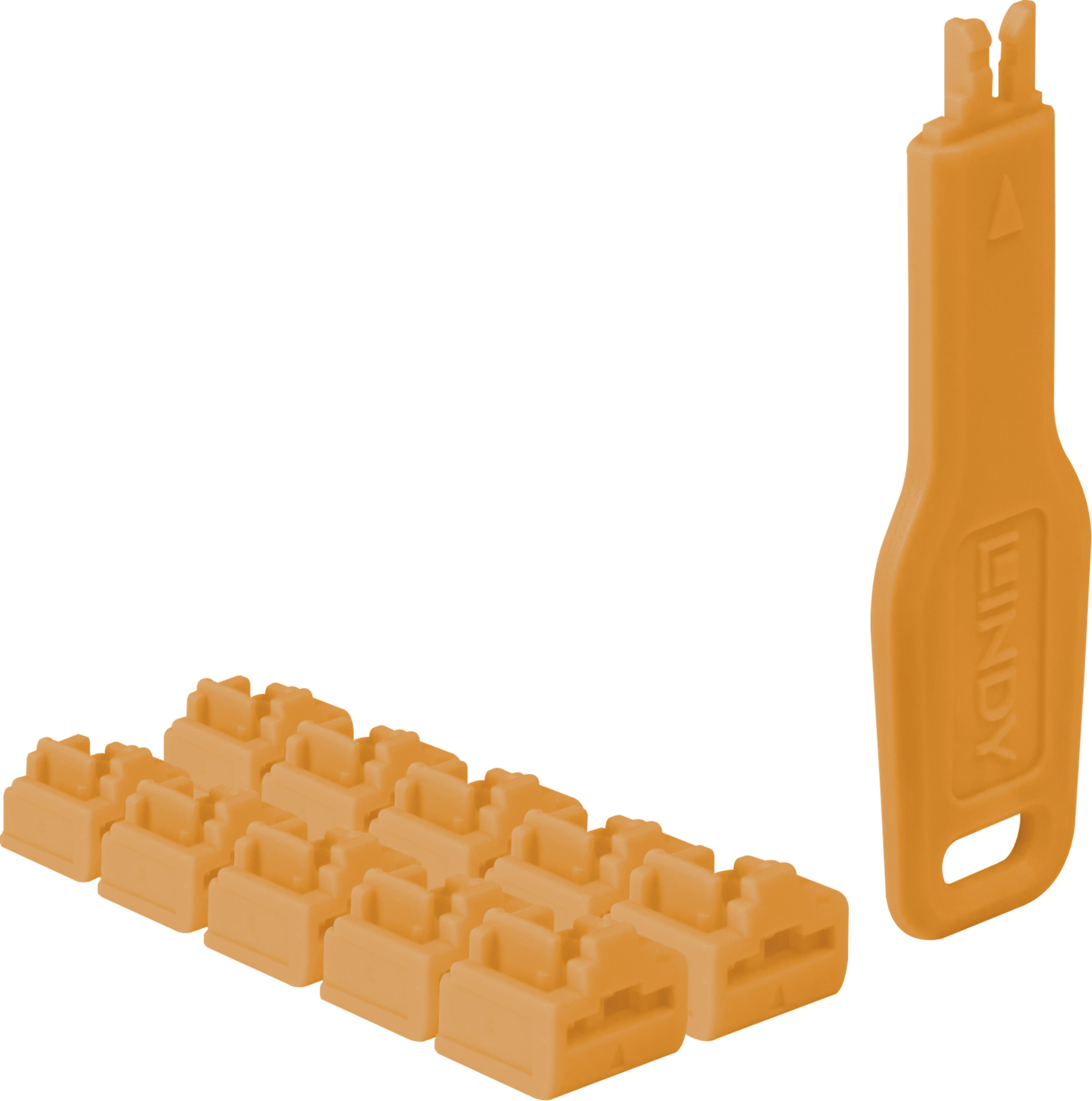 RJ45 Port Blocker Orange 10x + 1x Key