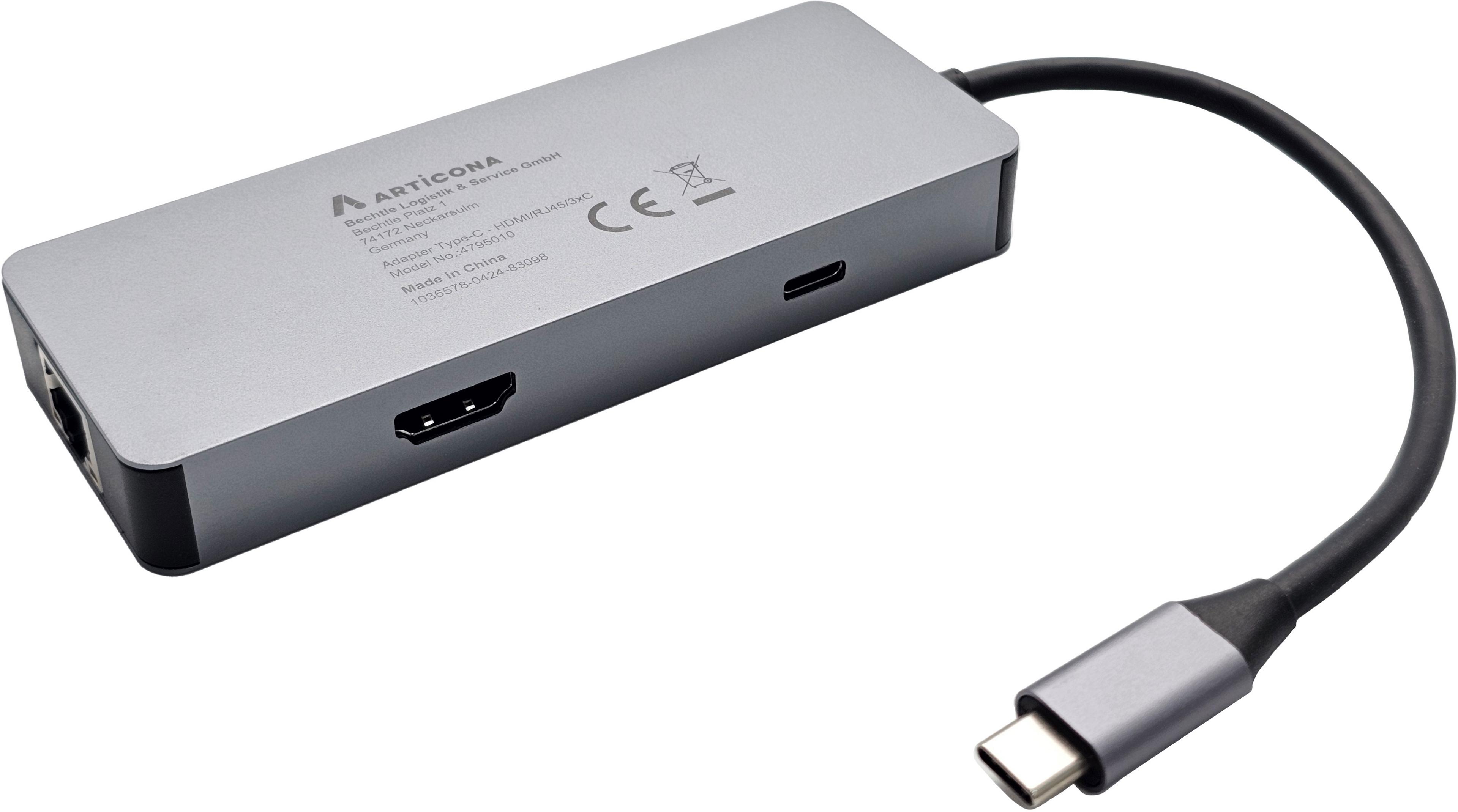 ARTICONA USB-C - HDMI/RJ45/3xC adapter