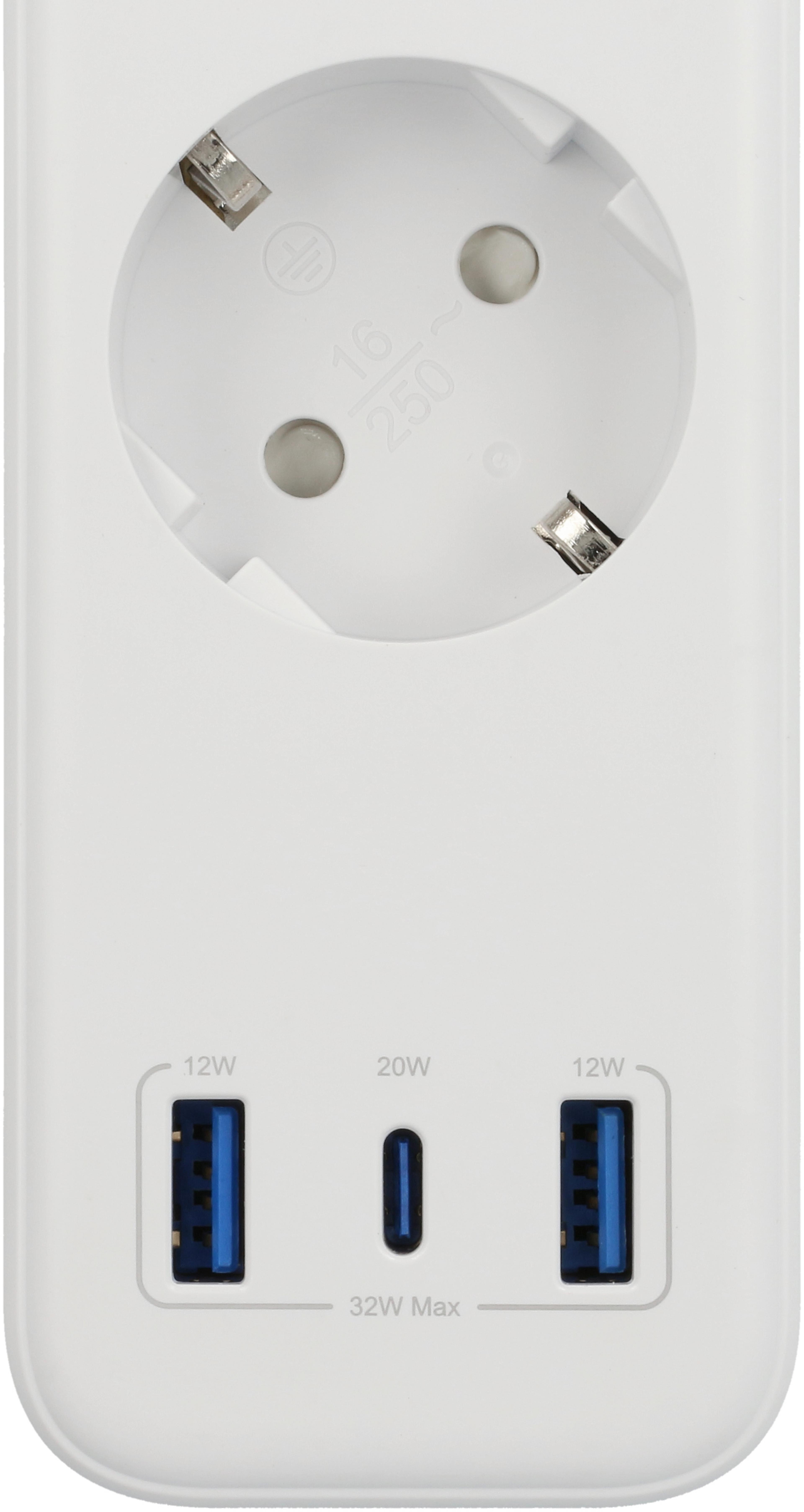 Presa multipla 3x + 3x USB A/C 1,5 m