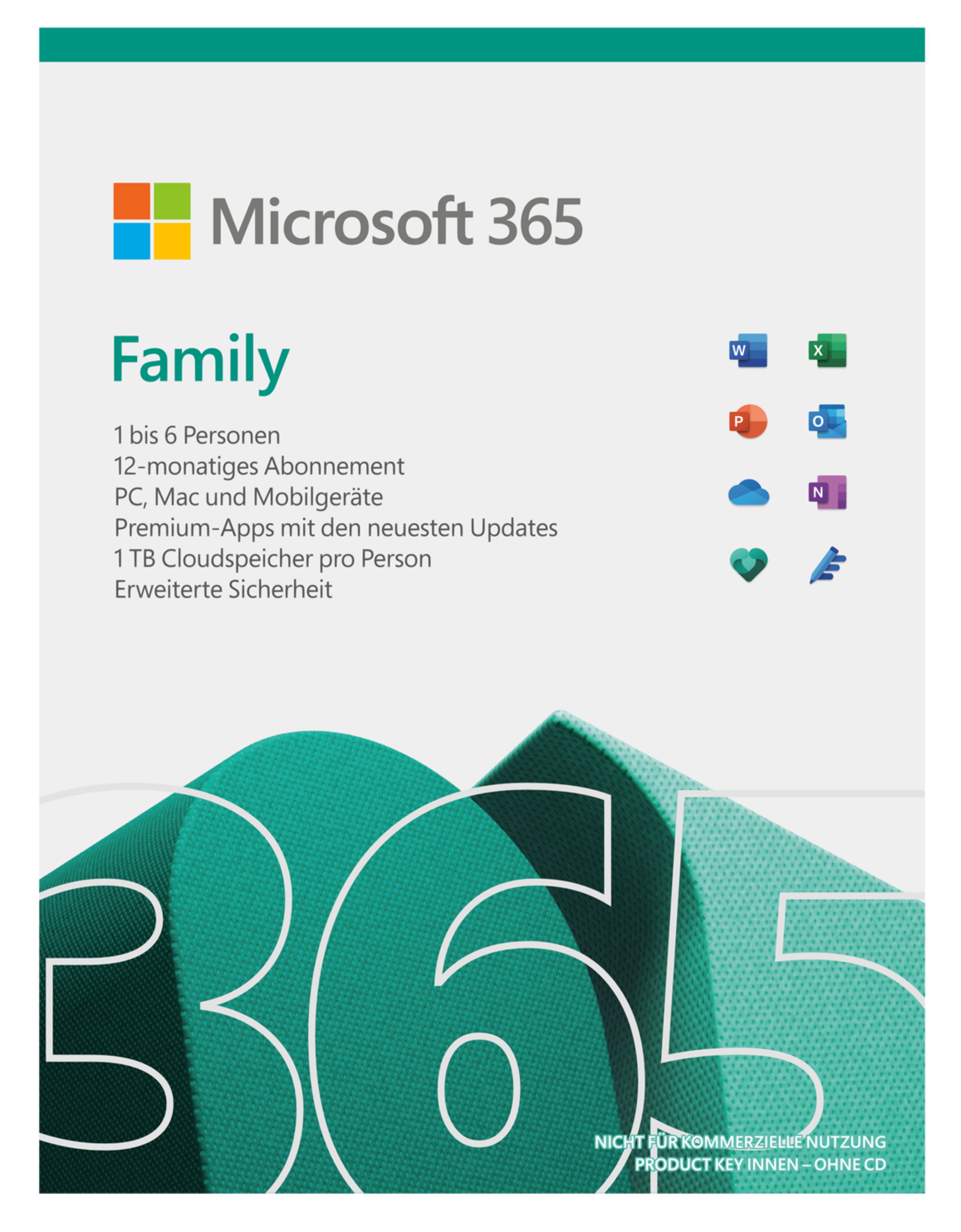 Microsoft M365 Family 1 License Medialess