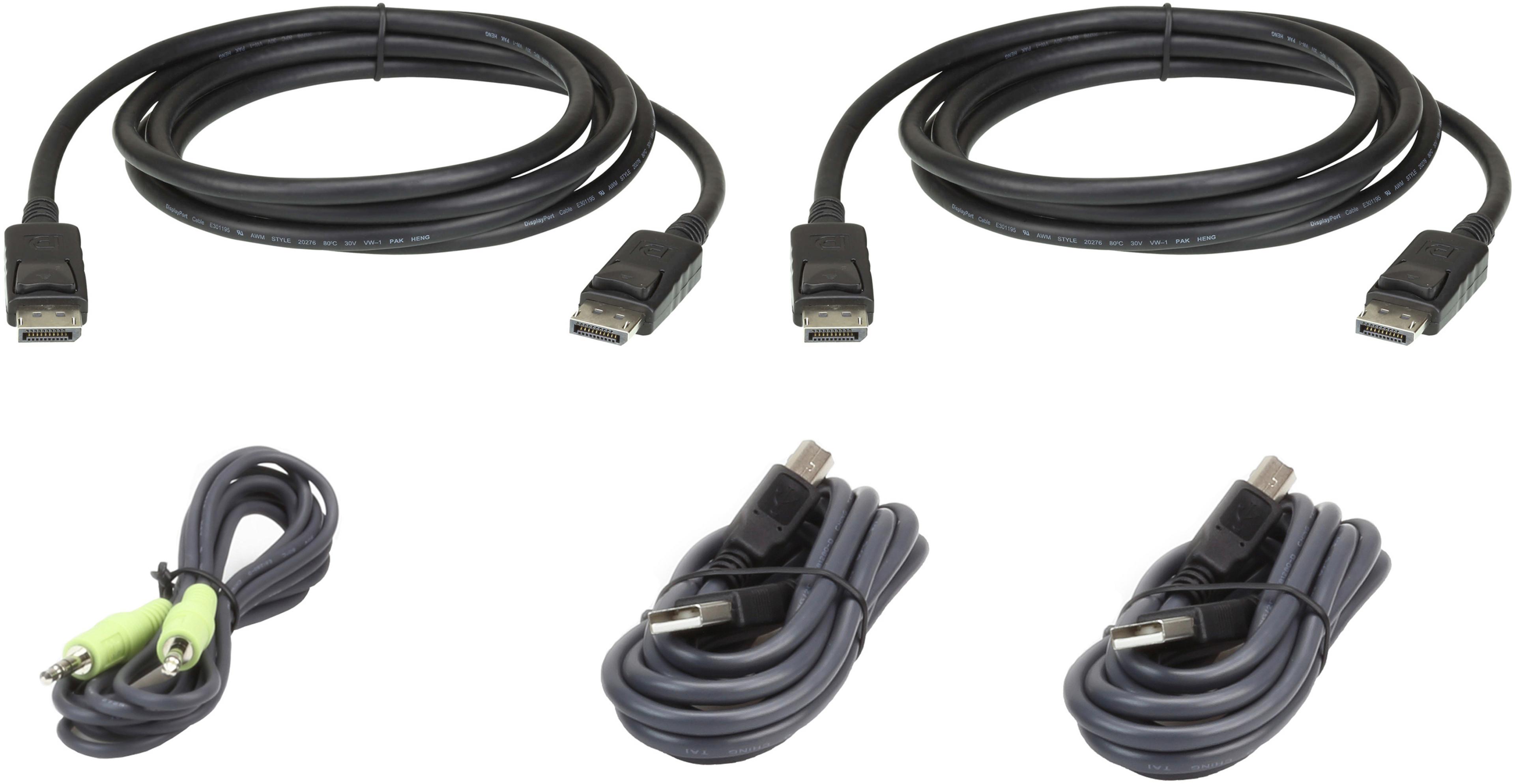 Câble KVM ATEN 2xDP, 2xUSB, audio, 3 m