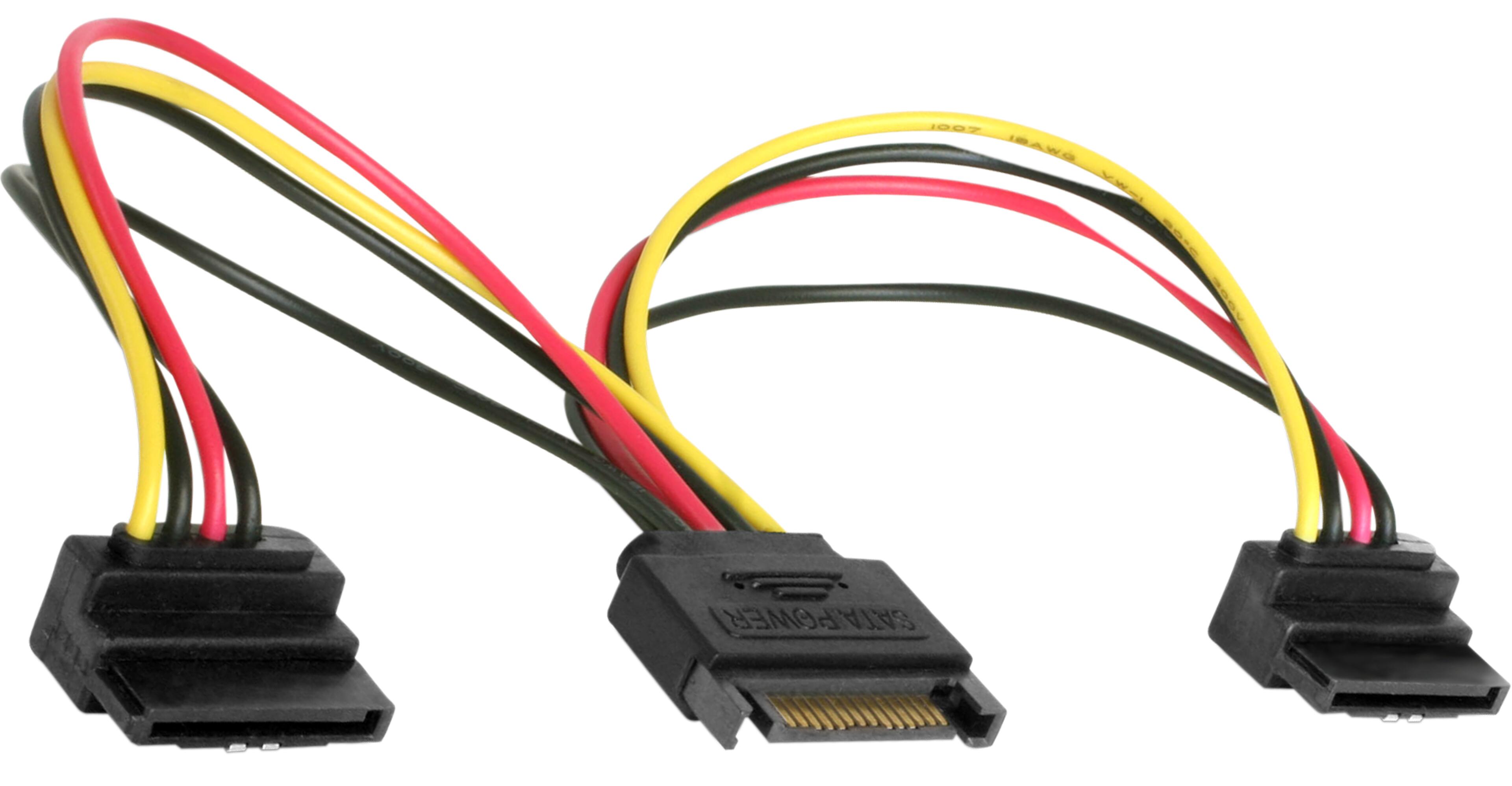 Power Adapter SATA/m - 2x SATA/f 90°