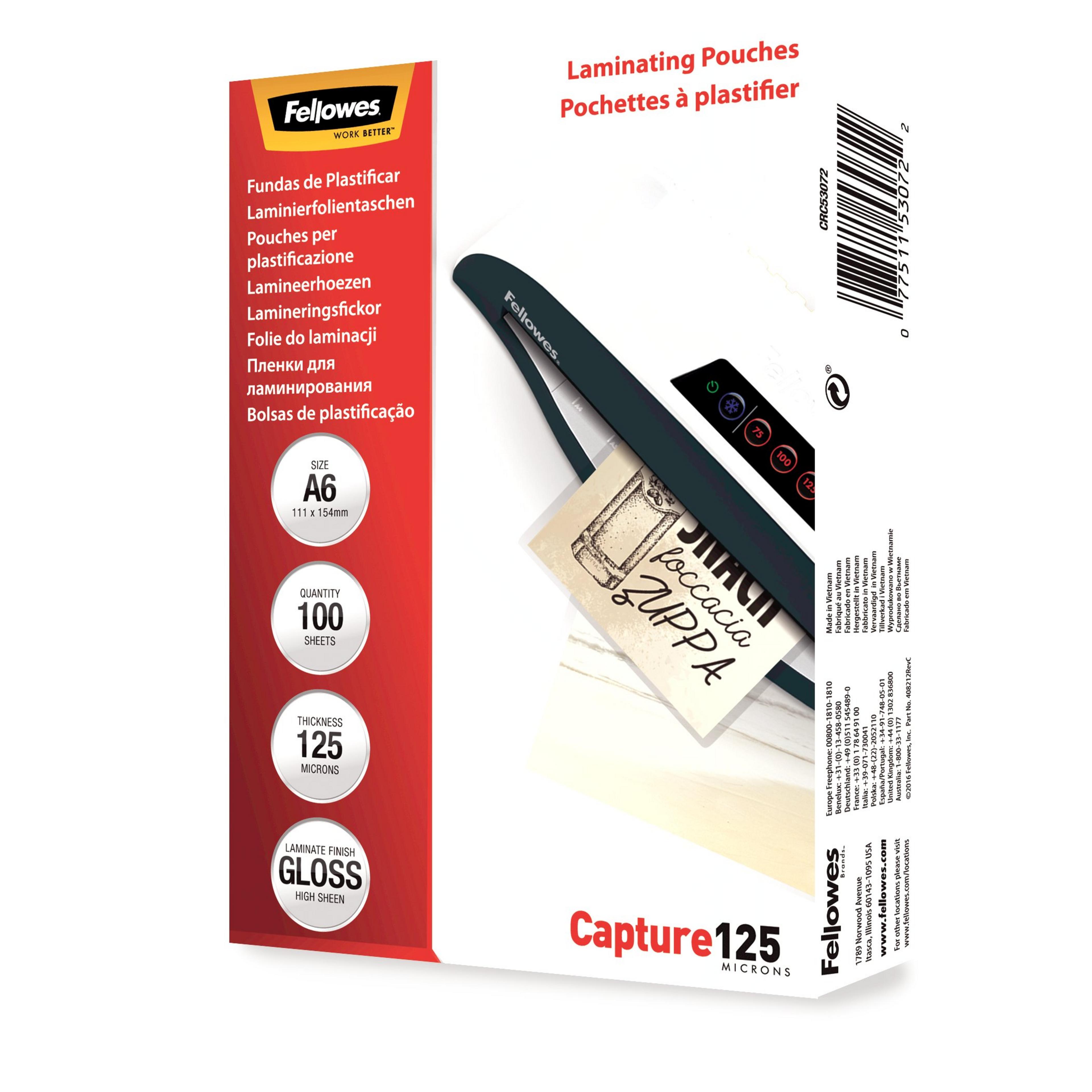 Fellowes A6 125µ Laminating Pouches x100