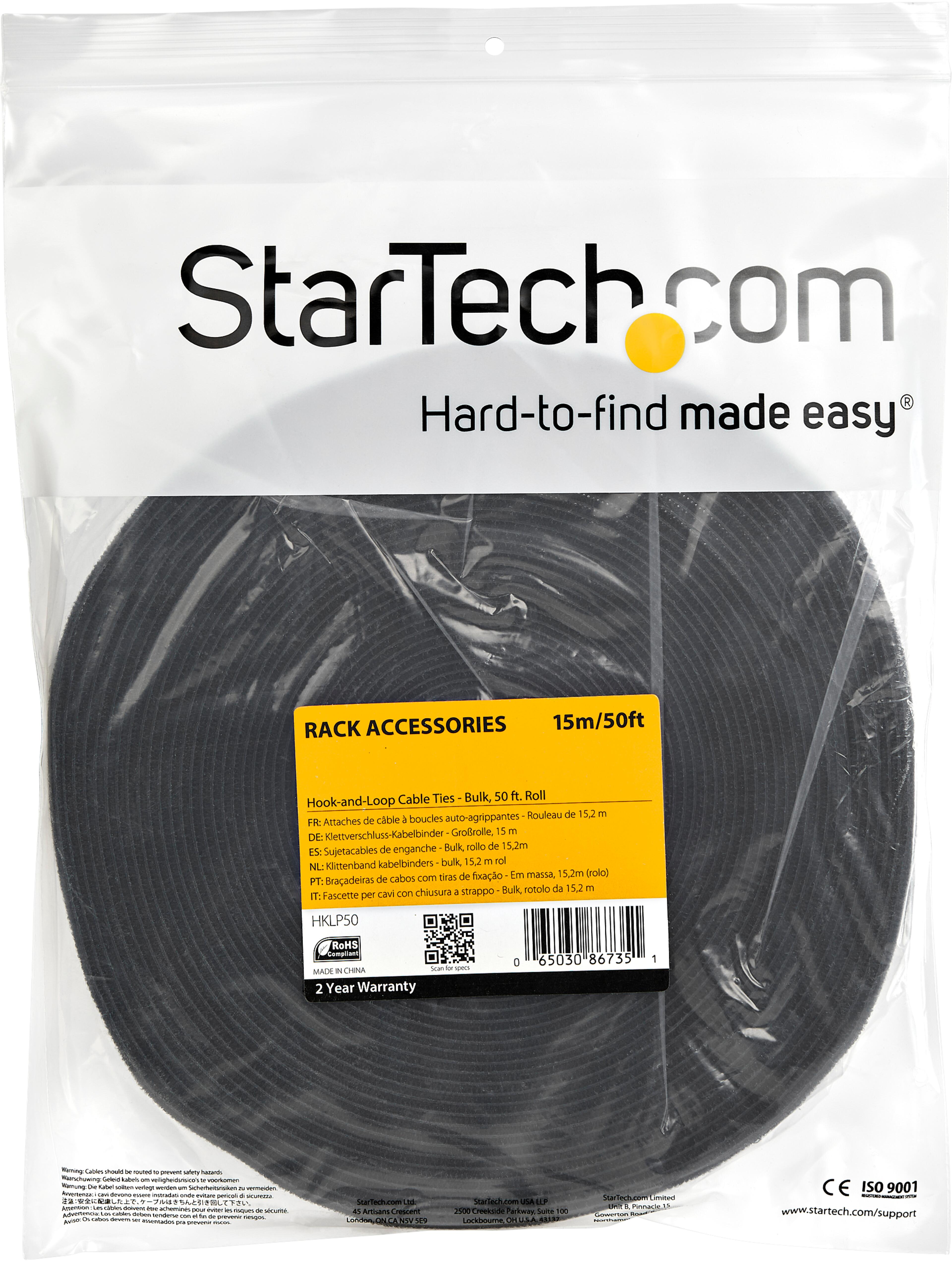 Hook-and-Loop Cable Tie Roll 15m Black